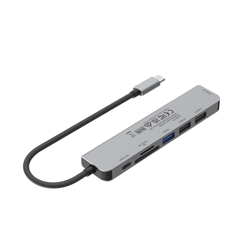 Unitek 7-in-1 USB-C Hub, USB2.0*2+USB3.0*1+Card Reader+HDMI Port+100W PD