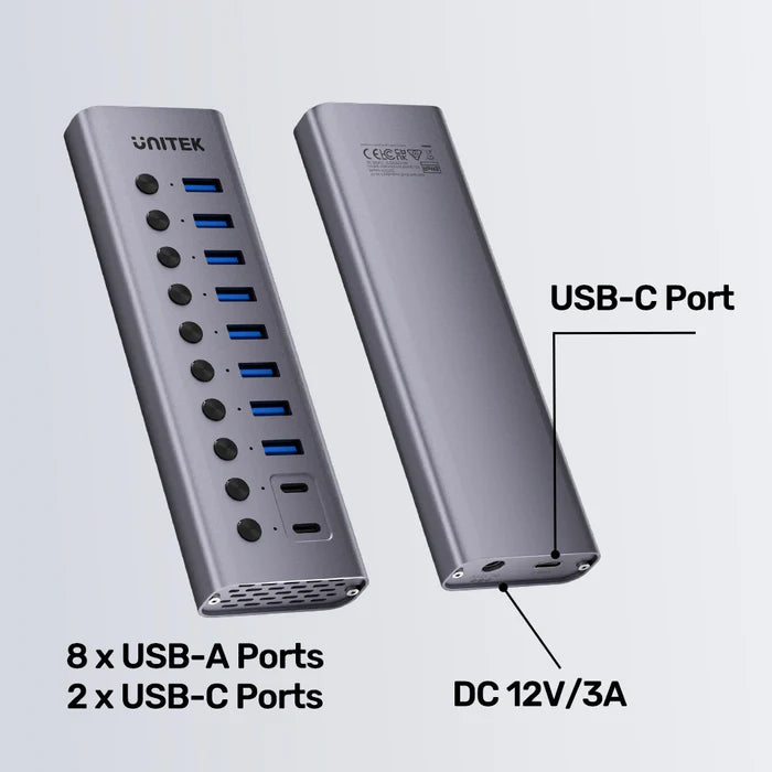 Unitek 10-in-1 USB-C / USB-A Hub Aluminum Housing with Individual Switches