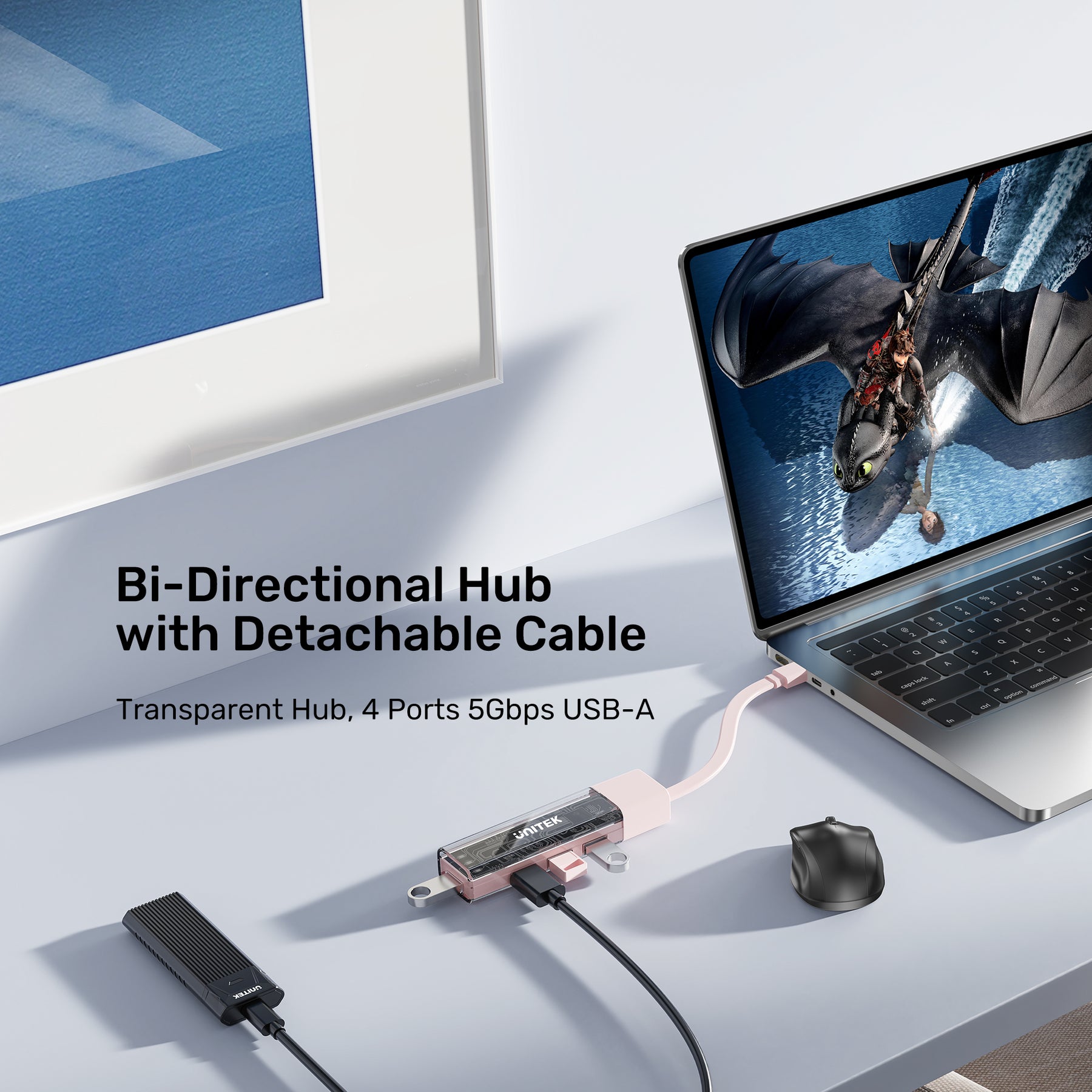 Unitek Bi-Directional Hub with Detachable Cable-C/A