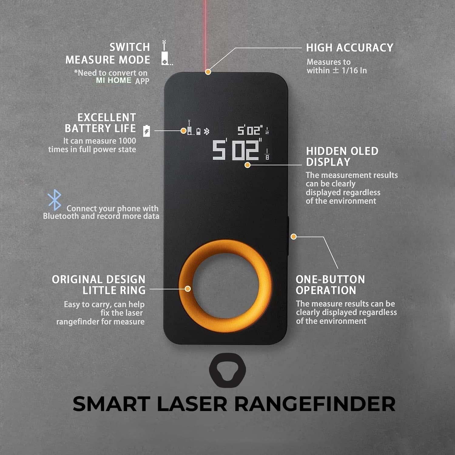 HOTO Smart Laser Measure Tool with Bluetooth, 98ft Laser Distance Measure