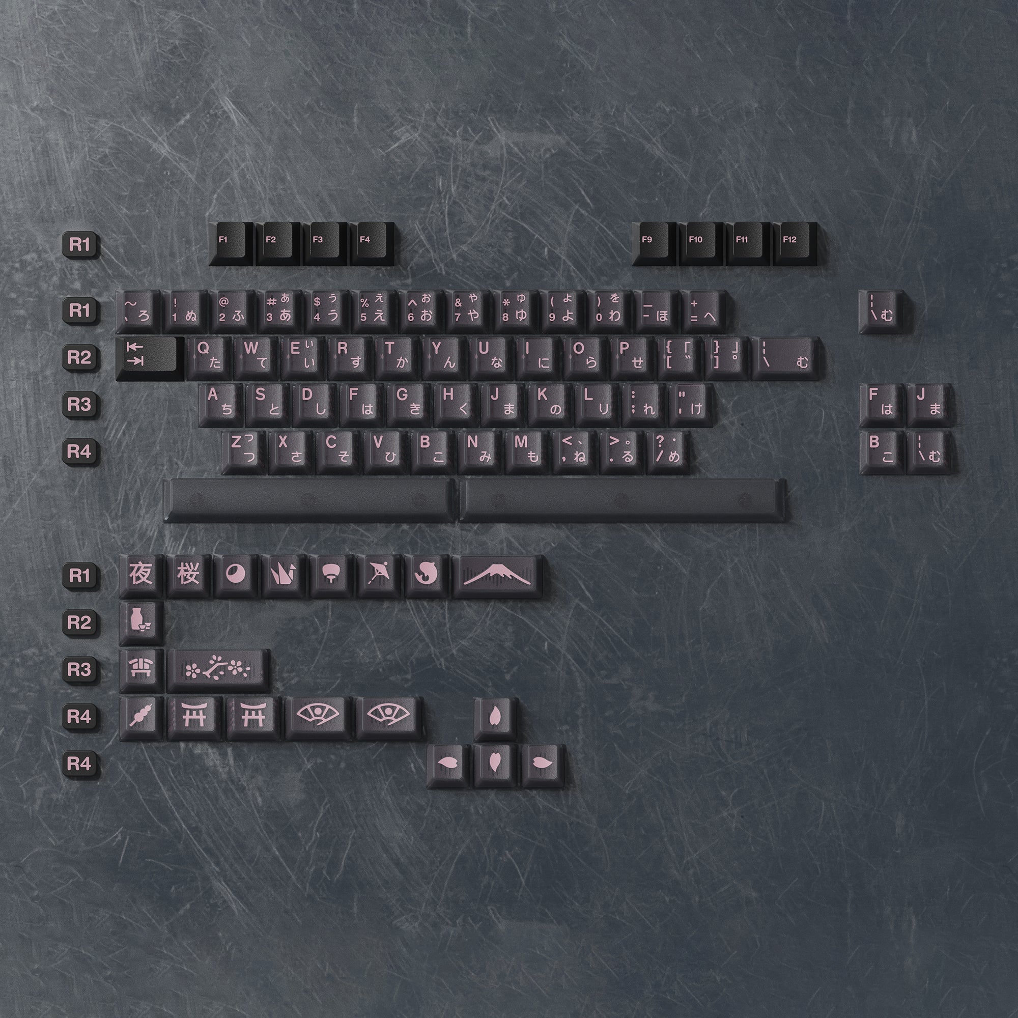 JTK NightSakura Cherry Profile Doubleshot+Tripleshot PBT&ABS Keycap Set