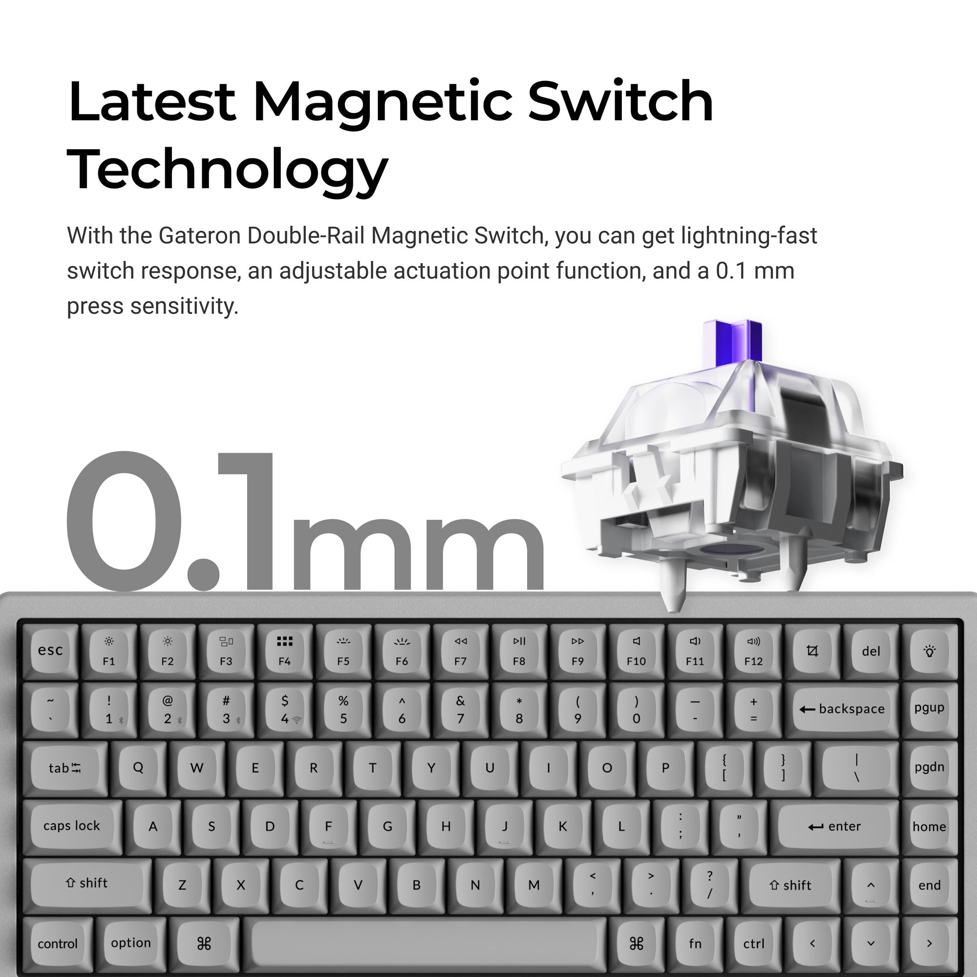 Keychron K2 HE Wireless Magnetic Switch Custom Keyboard - Concrete Edition Magnetic Switch