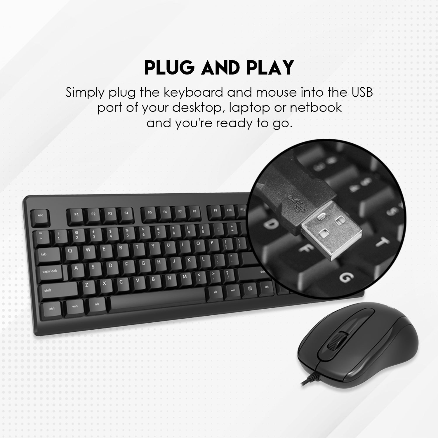 Fantech GO KM103 Full size Office Wired Keyboard and Mouse Combo