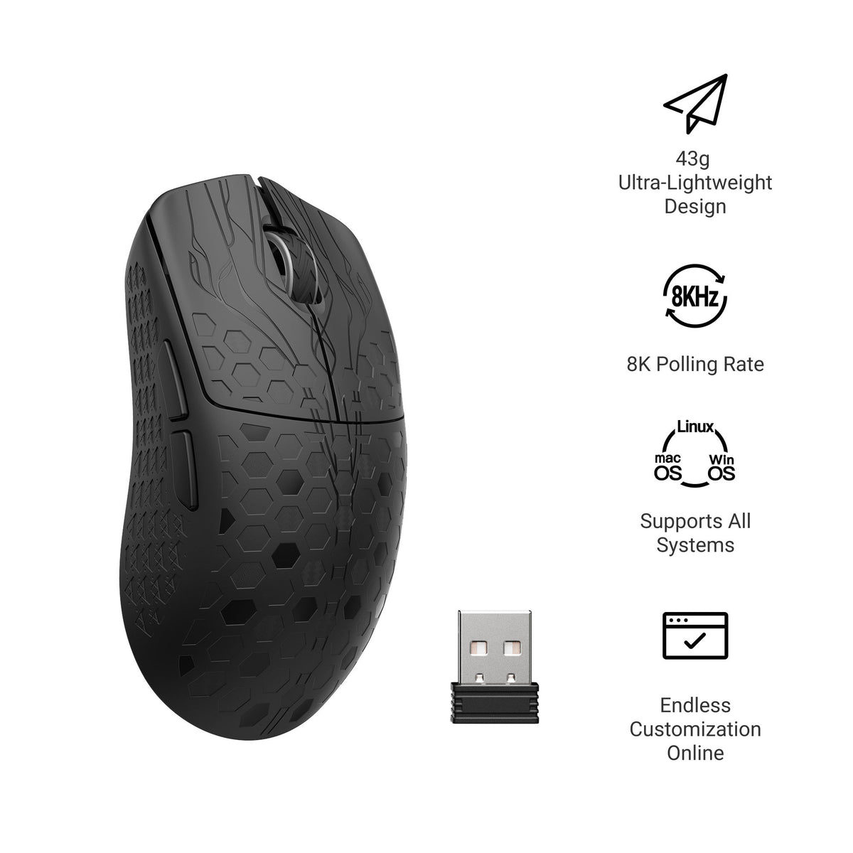 Keychron G5 HE 8K PixArt 3955 Wireless Mouse