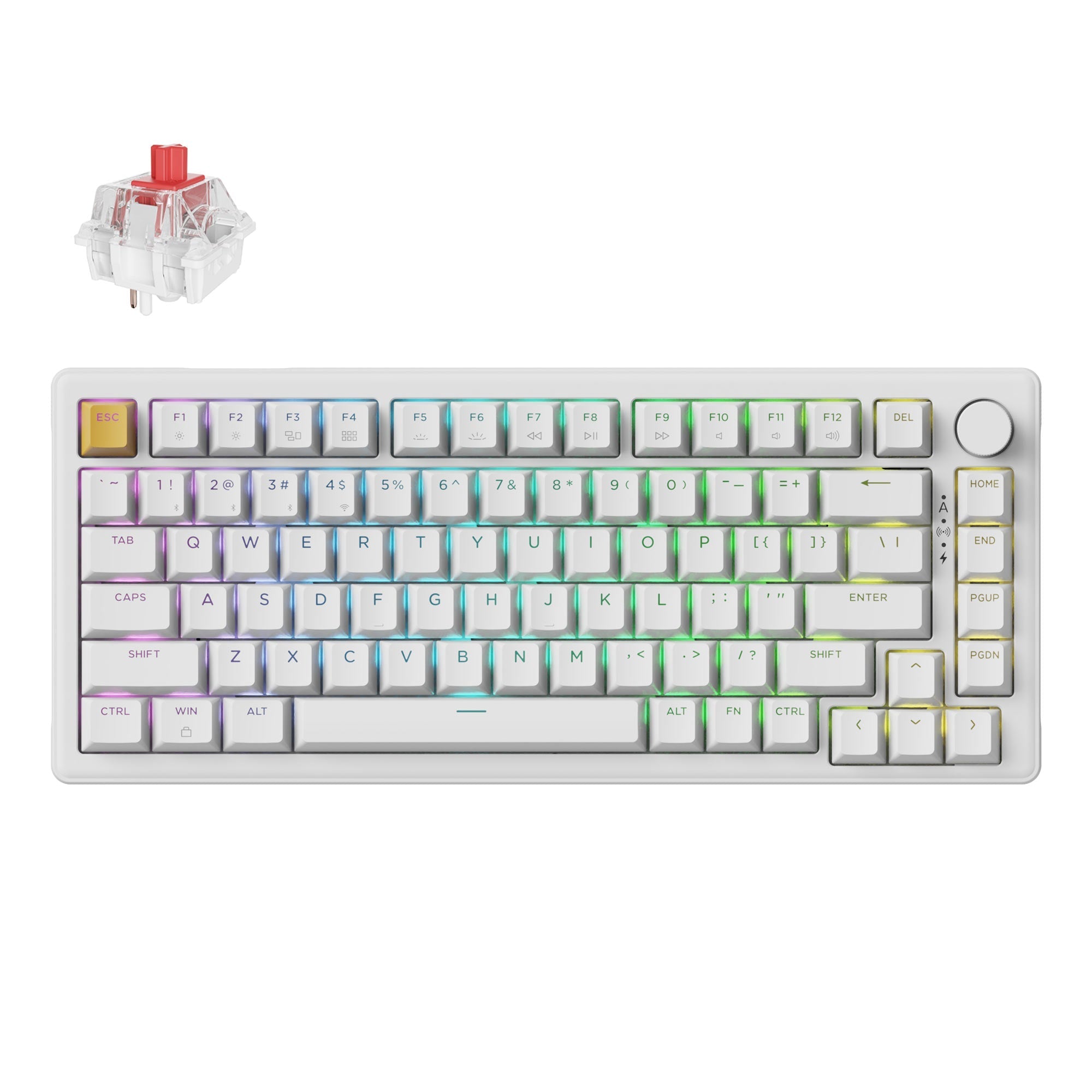 Keychron J2 QMK Wireless Custom Mechanical Keyboard RGB Backlight White Keychron Super Red
