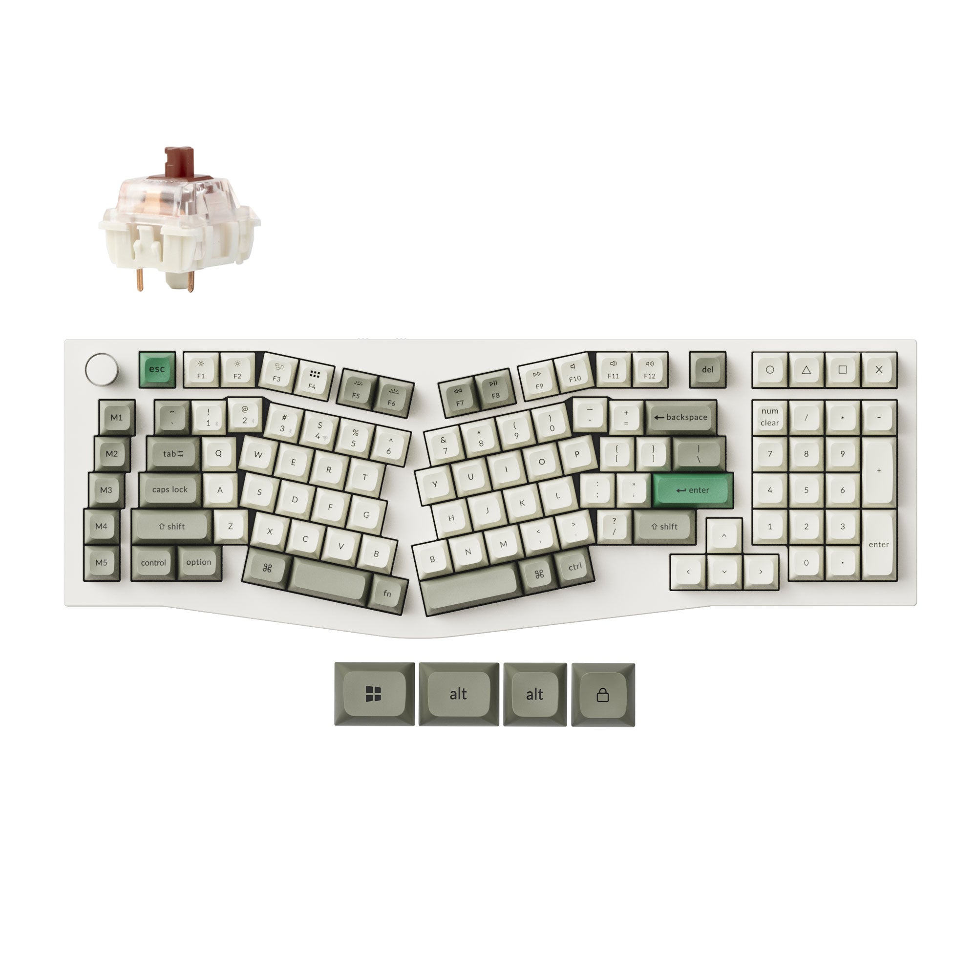 Keychron Q13 Max QMK Wireless Custom Mechanical Keyboard 96 percent Alice Layout Aluminum White Fully Assembled Knob For Mac Windows Linux Gateron Jupiter Brown