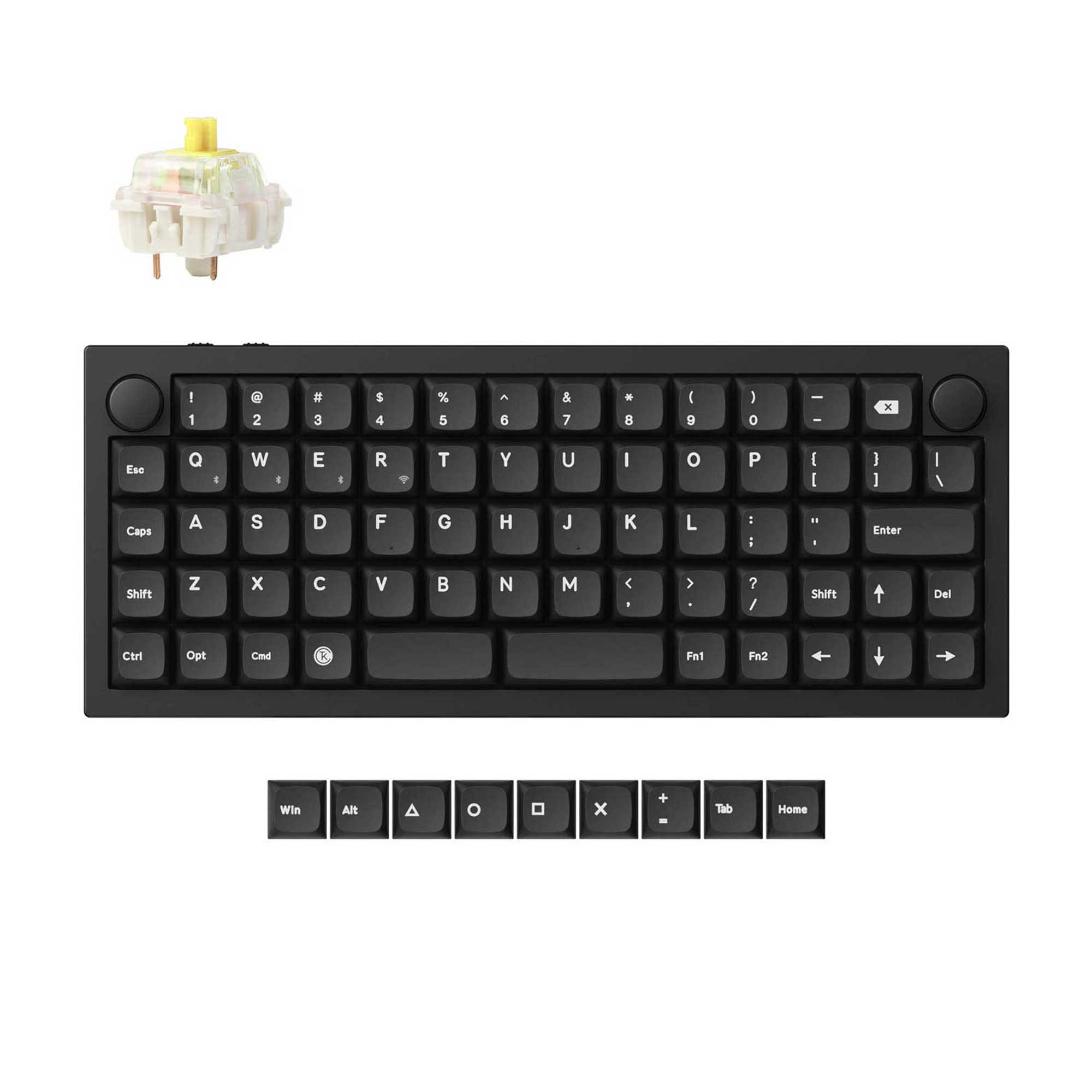 Keychron Q15 Max QMK Ortholinear Wireless Custom Mechanical Keyboard Aluminum Black Fully Assembled Knob for Mac Windows Linux Gateron Jupiter Banana