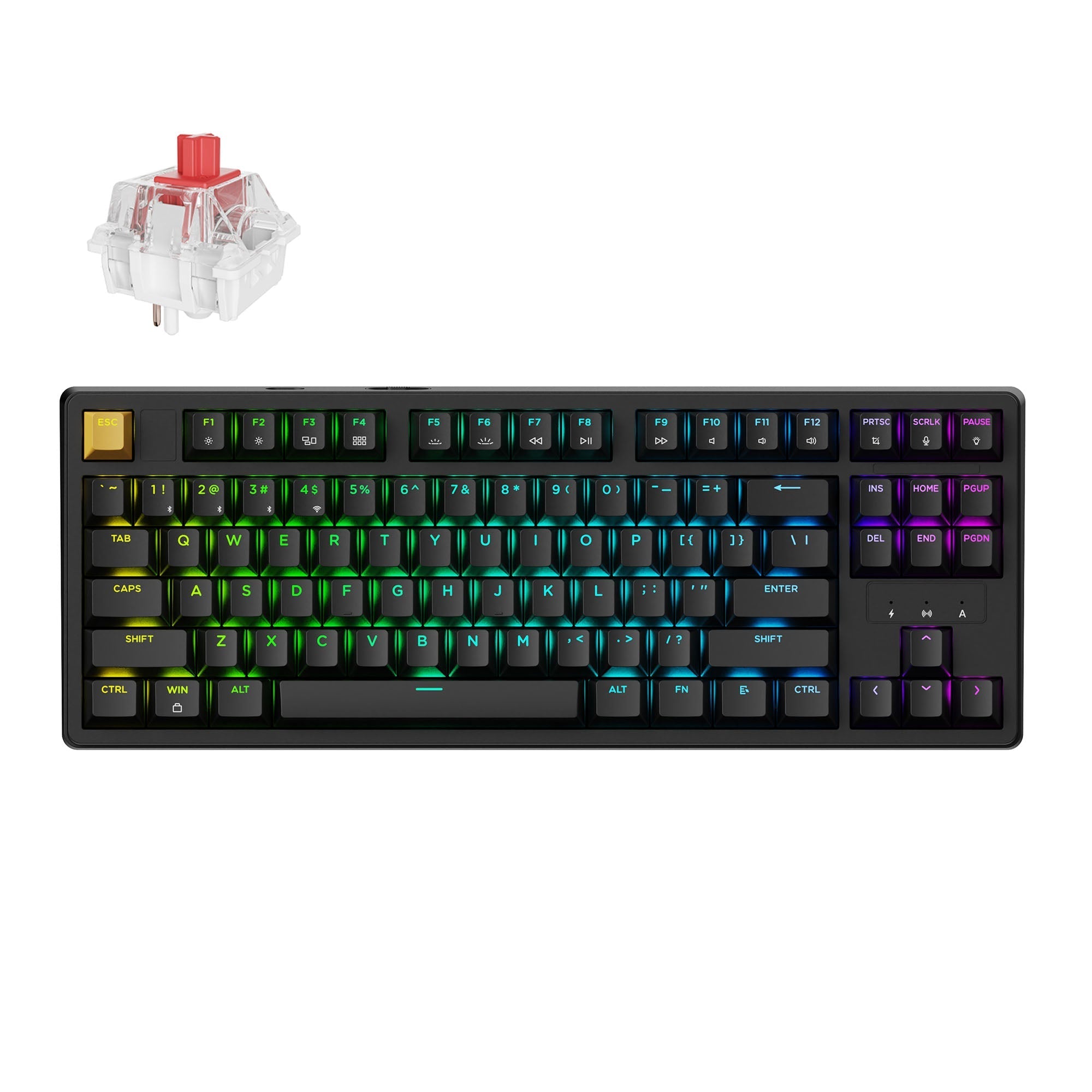Keychron J4 QMK Wireless Custom Mechanical Keyboard RGB Backlight Black Keychron Super Red