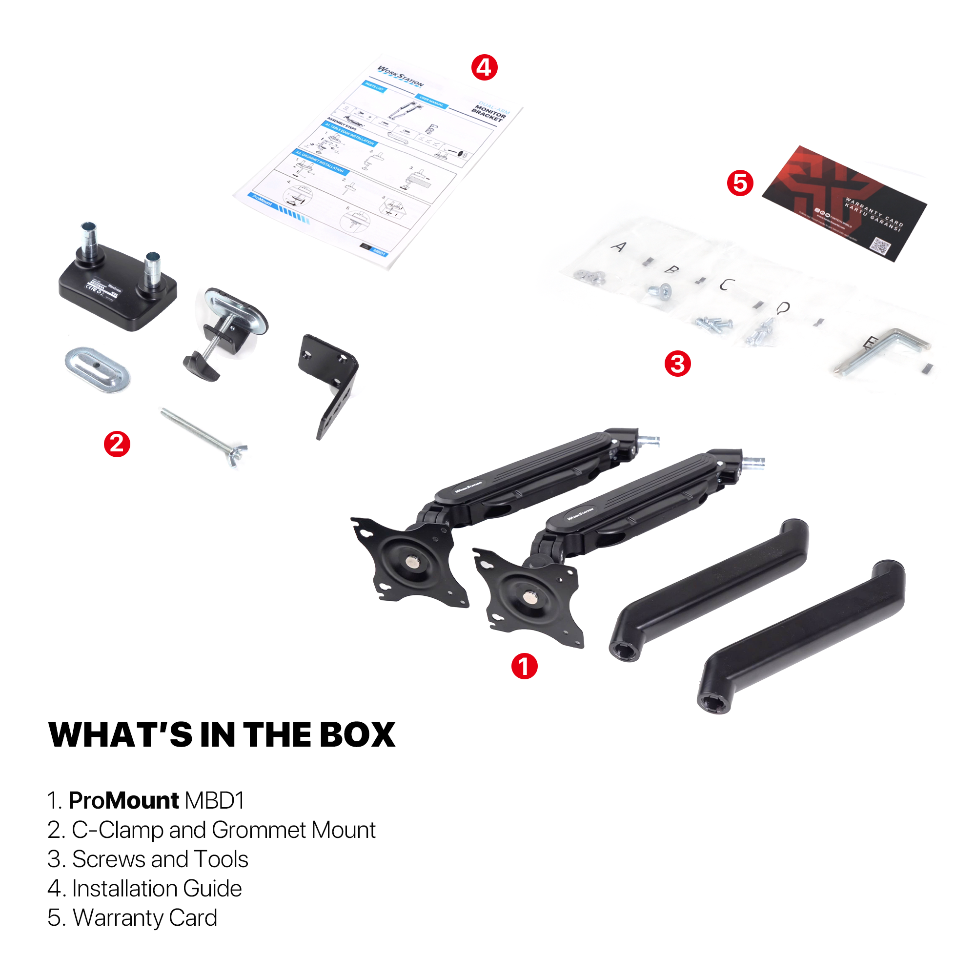 WorkStation MBD01 Dual-Arm Monitor Bracket 90 degree tilt for 13" to 32" Screen