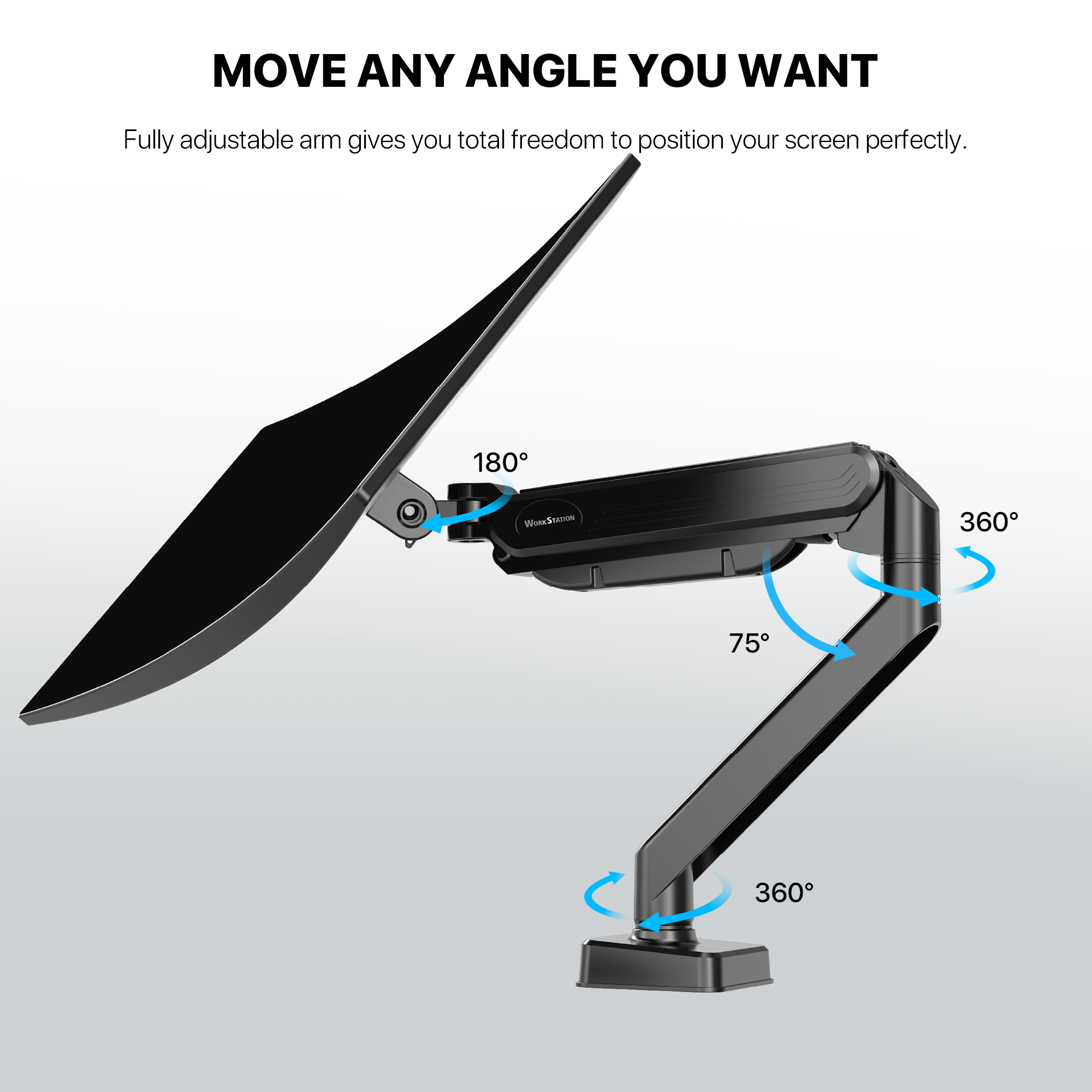WorkStation MBS1 Single-Arm Monitor Bracket 90 Degree Tilt