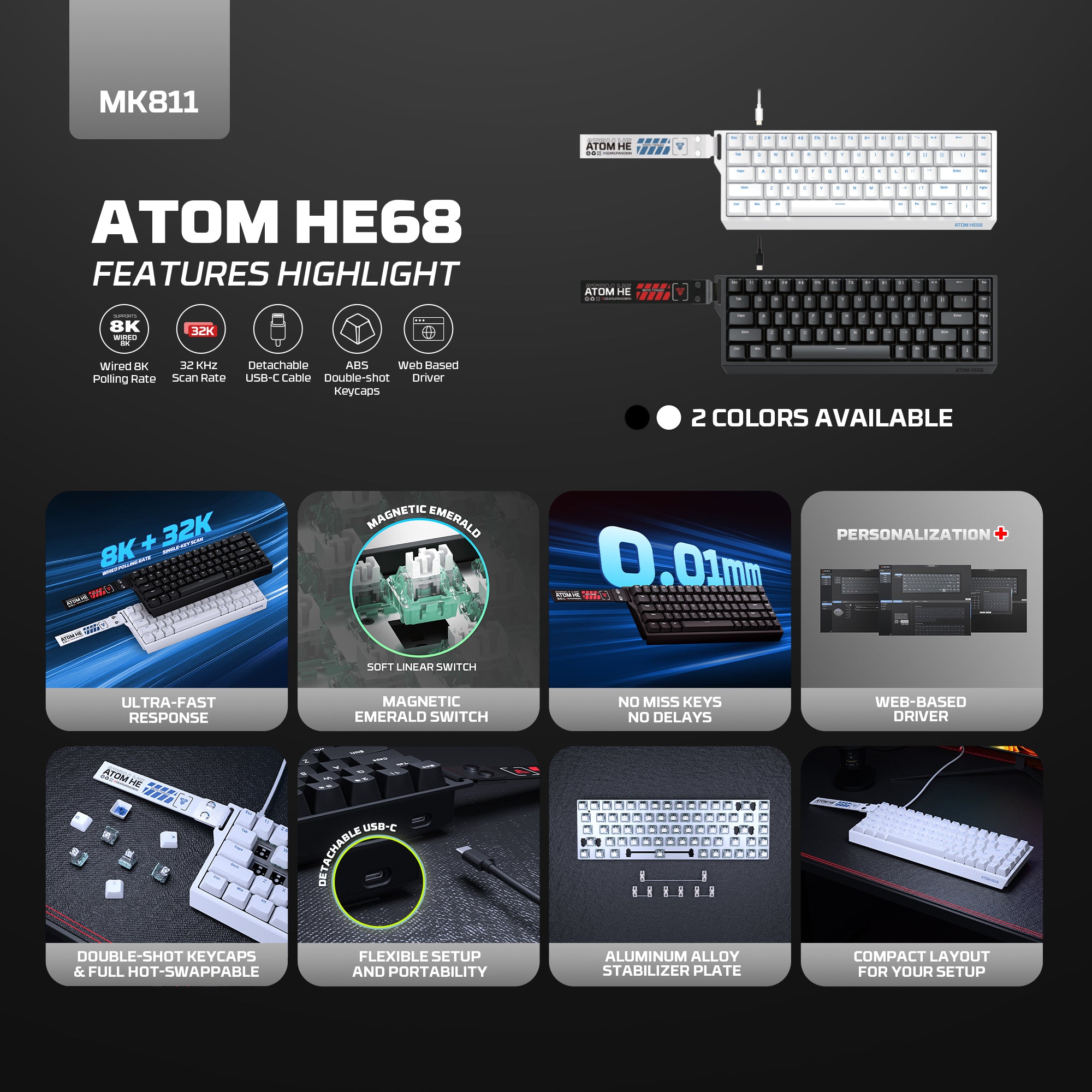 Fantech ATOM HE68 8K Wired Magnetic Keyboard