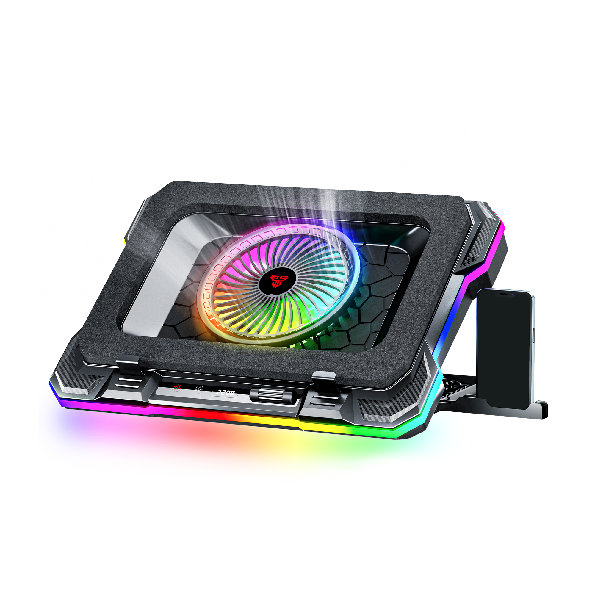 Fantech NC22 RGB Notebook Cooler with Dual USB-A power port and Phone Holder