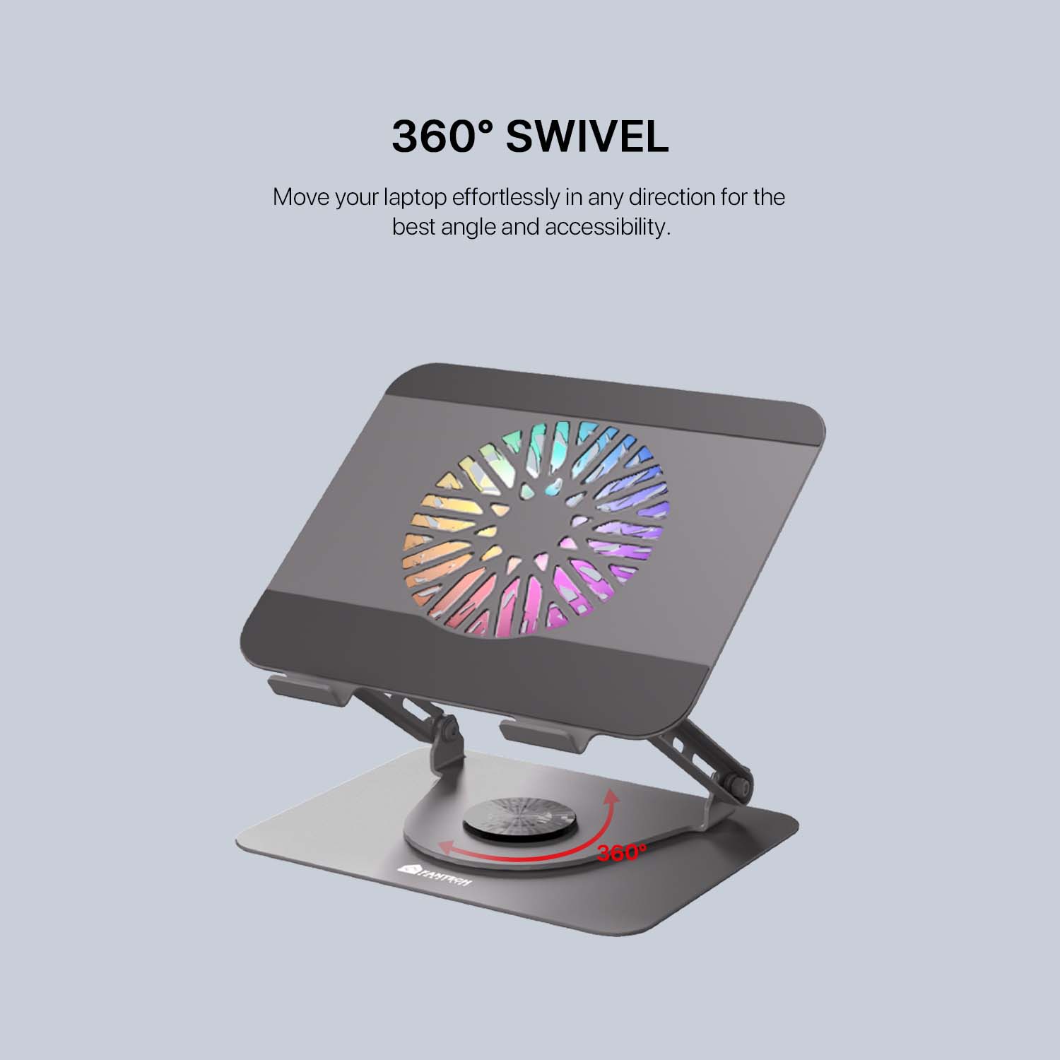 Fantech NC30 Notebook Laptop Cooler RGB Cooling Stand with 360° Rotating Base - Grey