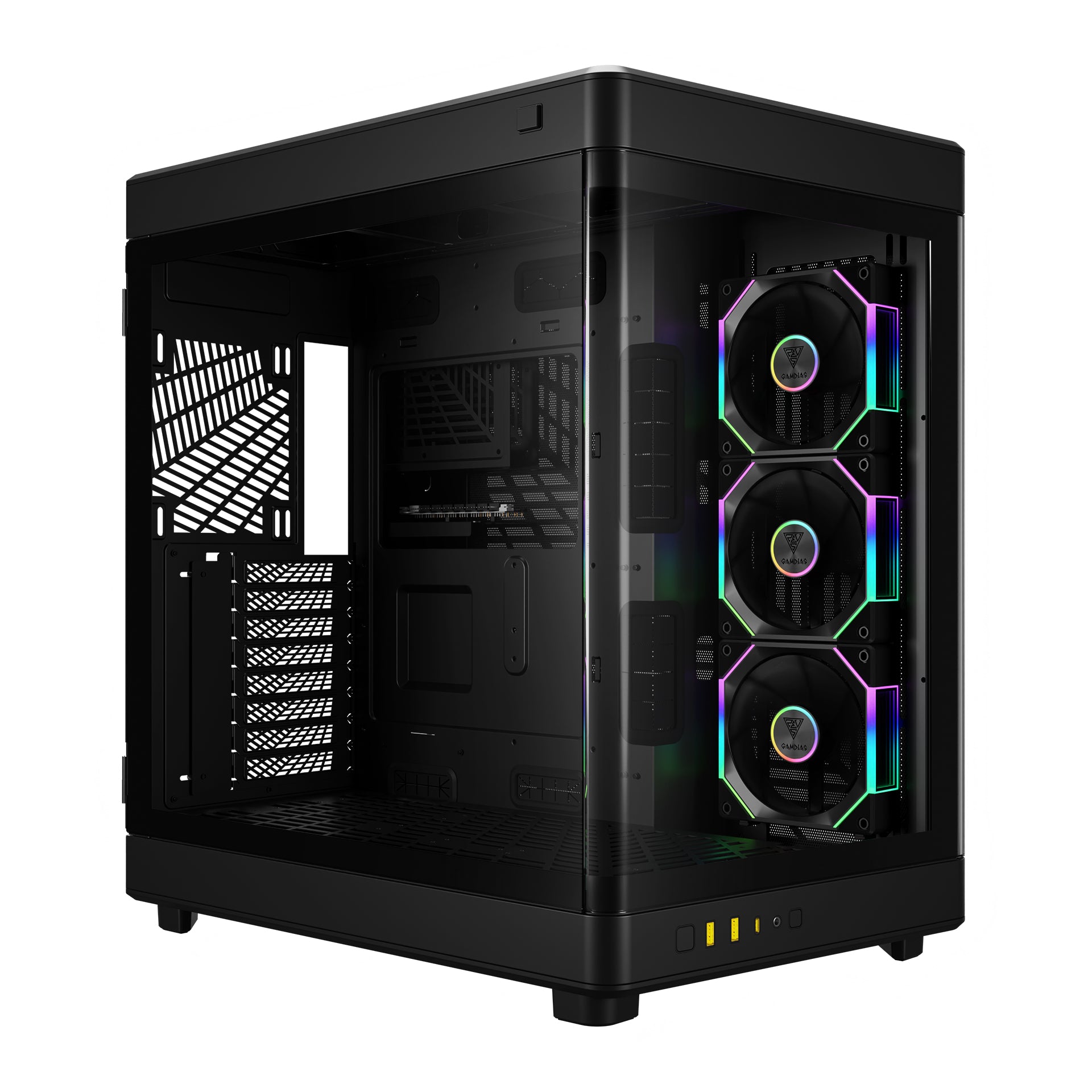 GAMDIAS NESO P1 PRO Computer Case Tempered Glass Full Tower PC Case with 3 Built-in Fans