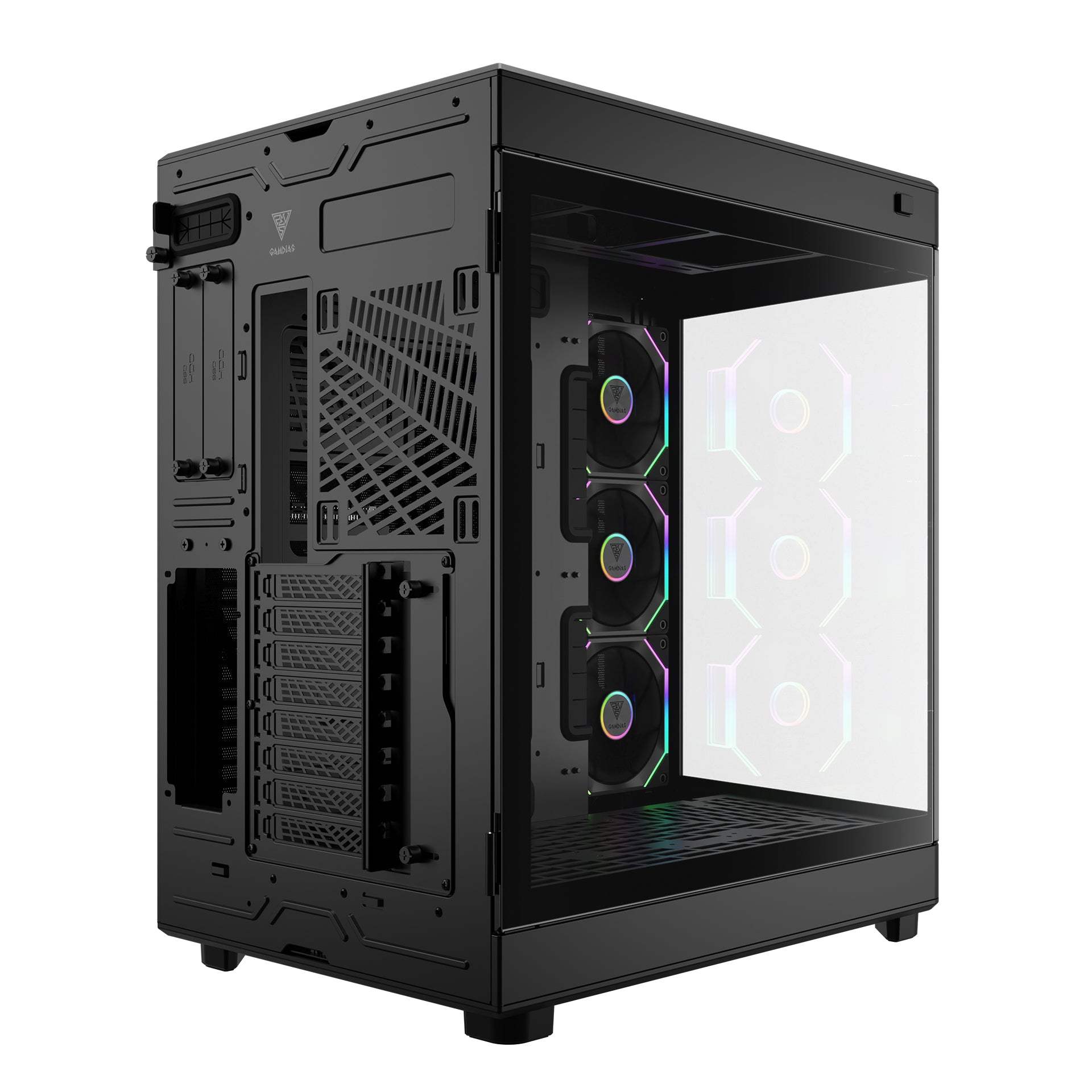 GAMDIAS NESO P1 PRO Computer Case Tempered Glass Full Tower PC Case with 3 Built-in Fans