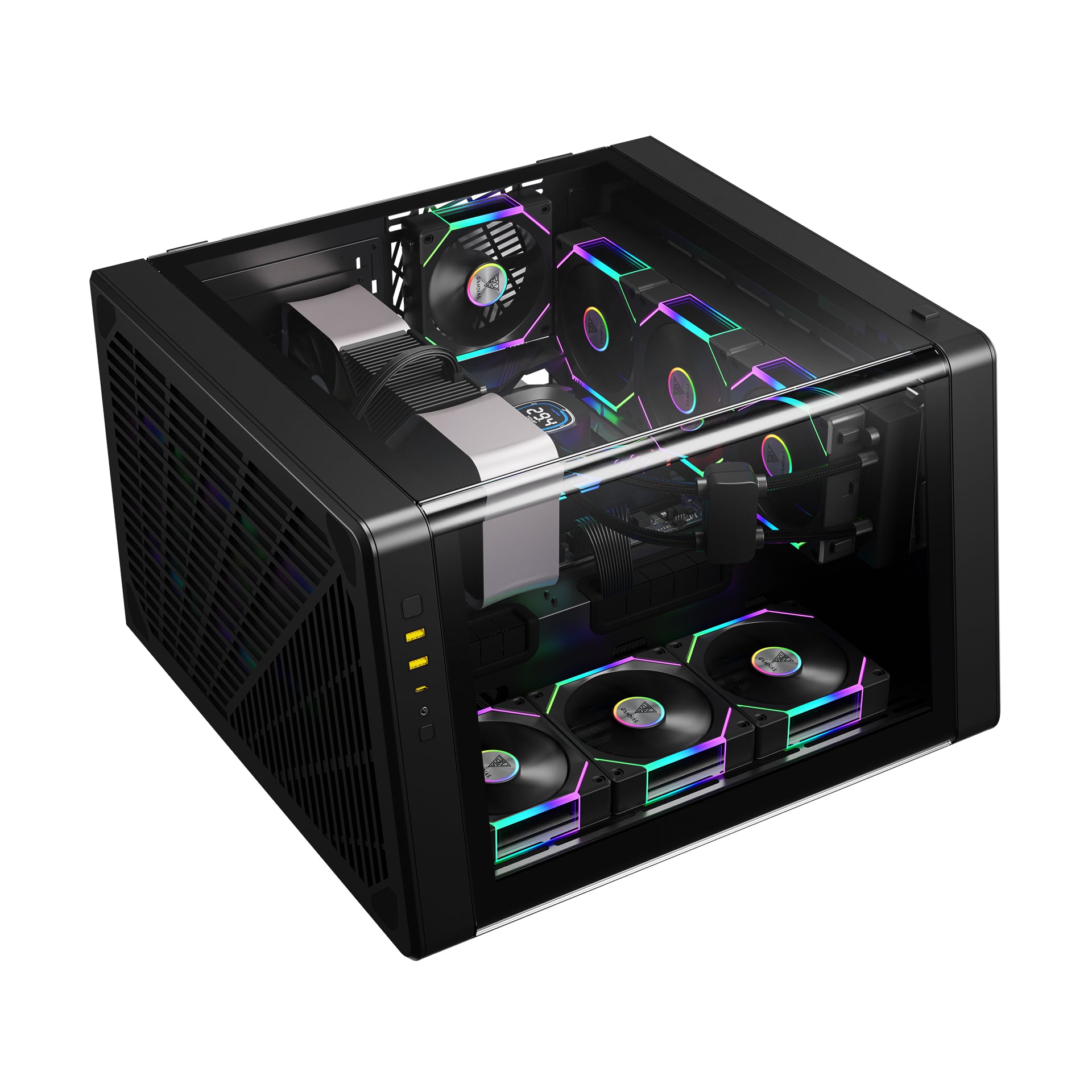 GAMDIAS NESO P1 PRO Computer Case Tempered Glass Full Tower PC Case with 3 Built-in Fans