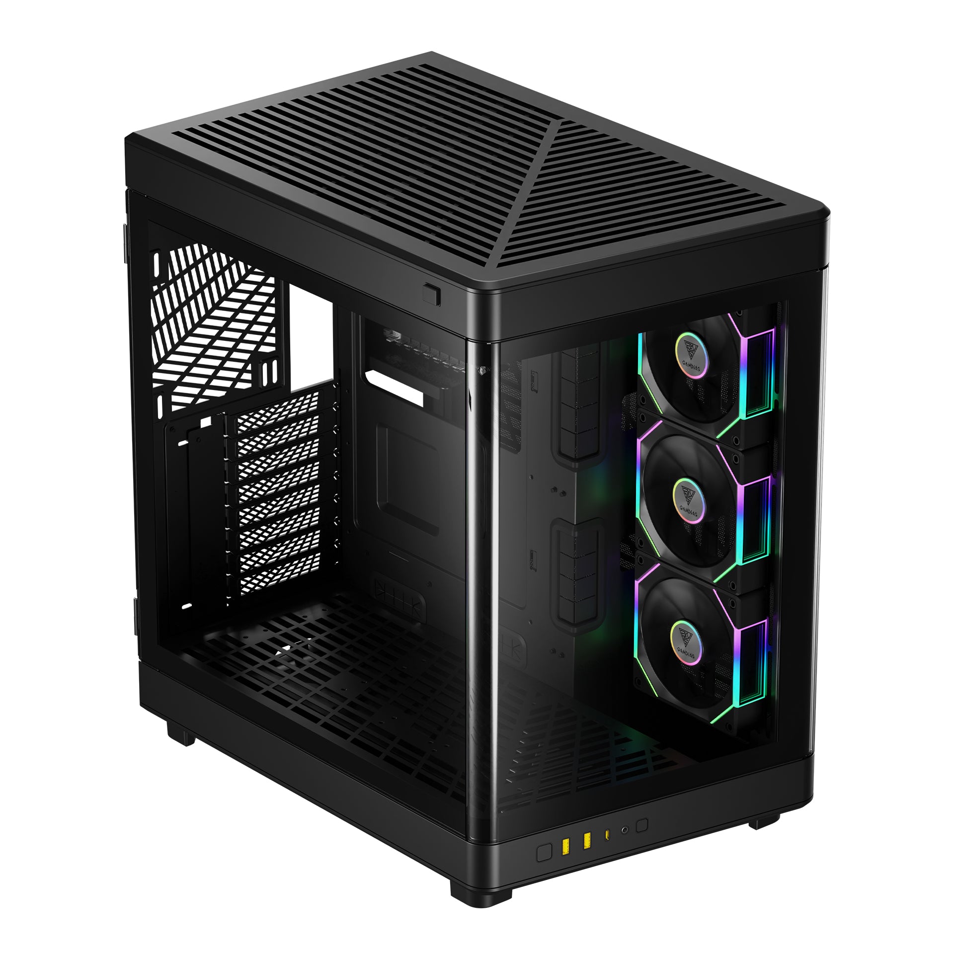 GAMDIAS NESO P1 PRO Computer Case Tempered Glass Full Tower PC Case with 3 Built-in Fans