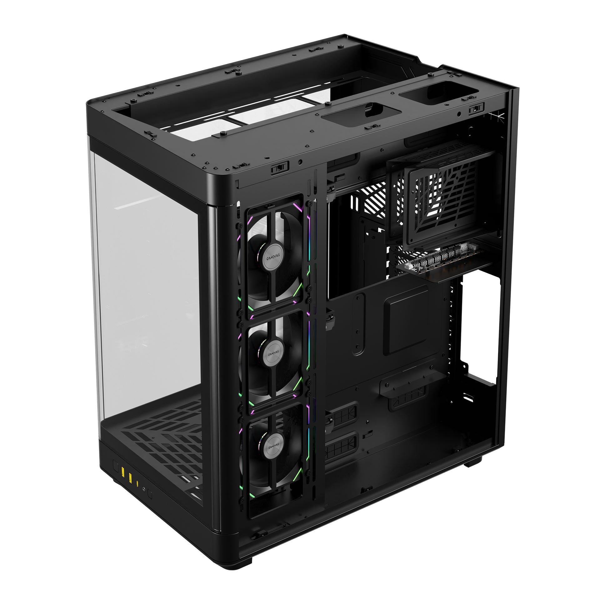 GAMDIAS NESO P1 PRO Computer Case Tempered Glass Full Tower PC Case with 3 Built-in Fans