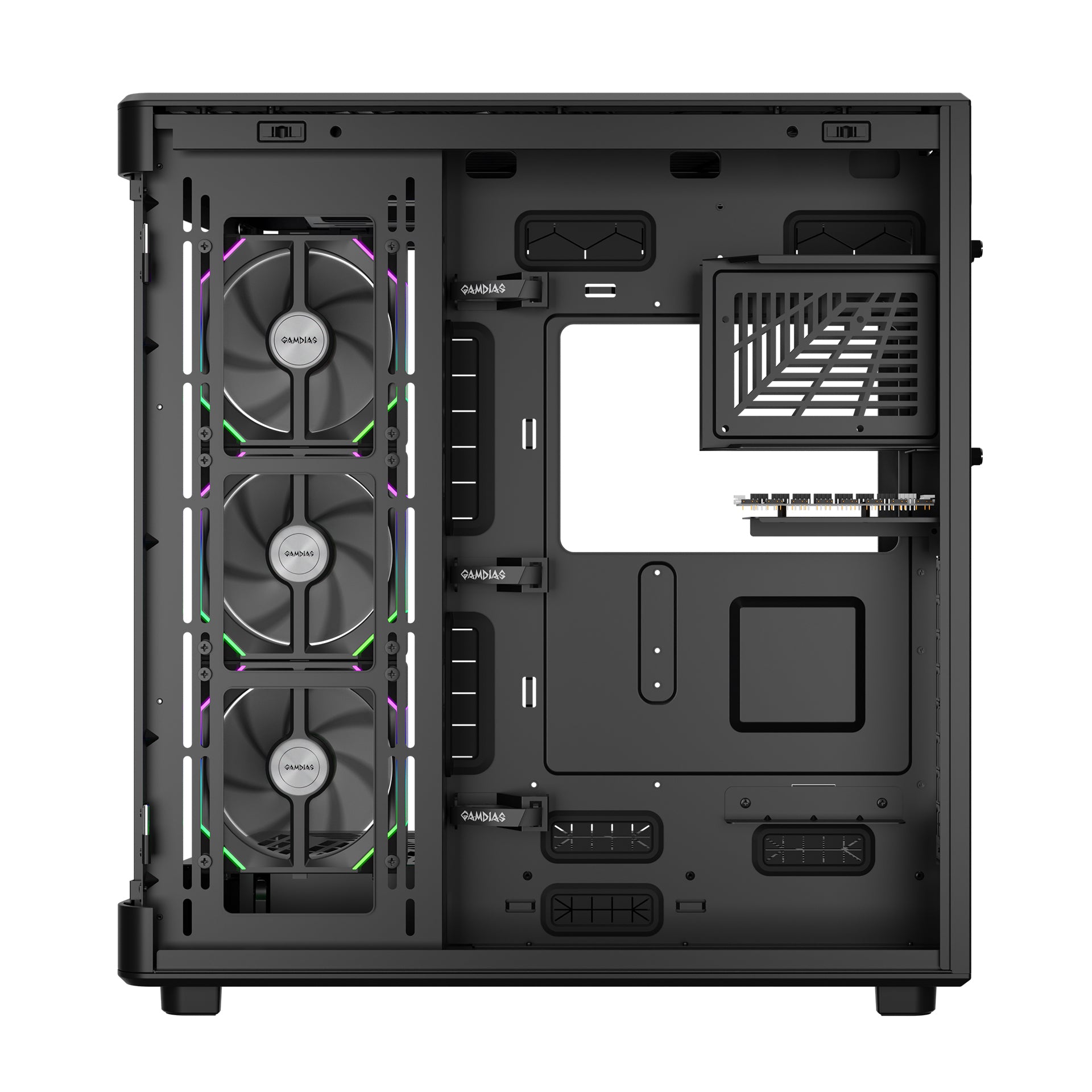 GAMDIAS NESO P1 PRO Computer Case Tempered Glass Full Tower PC Case with 3 Built-in Fans