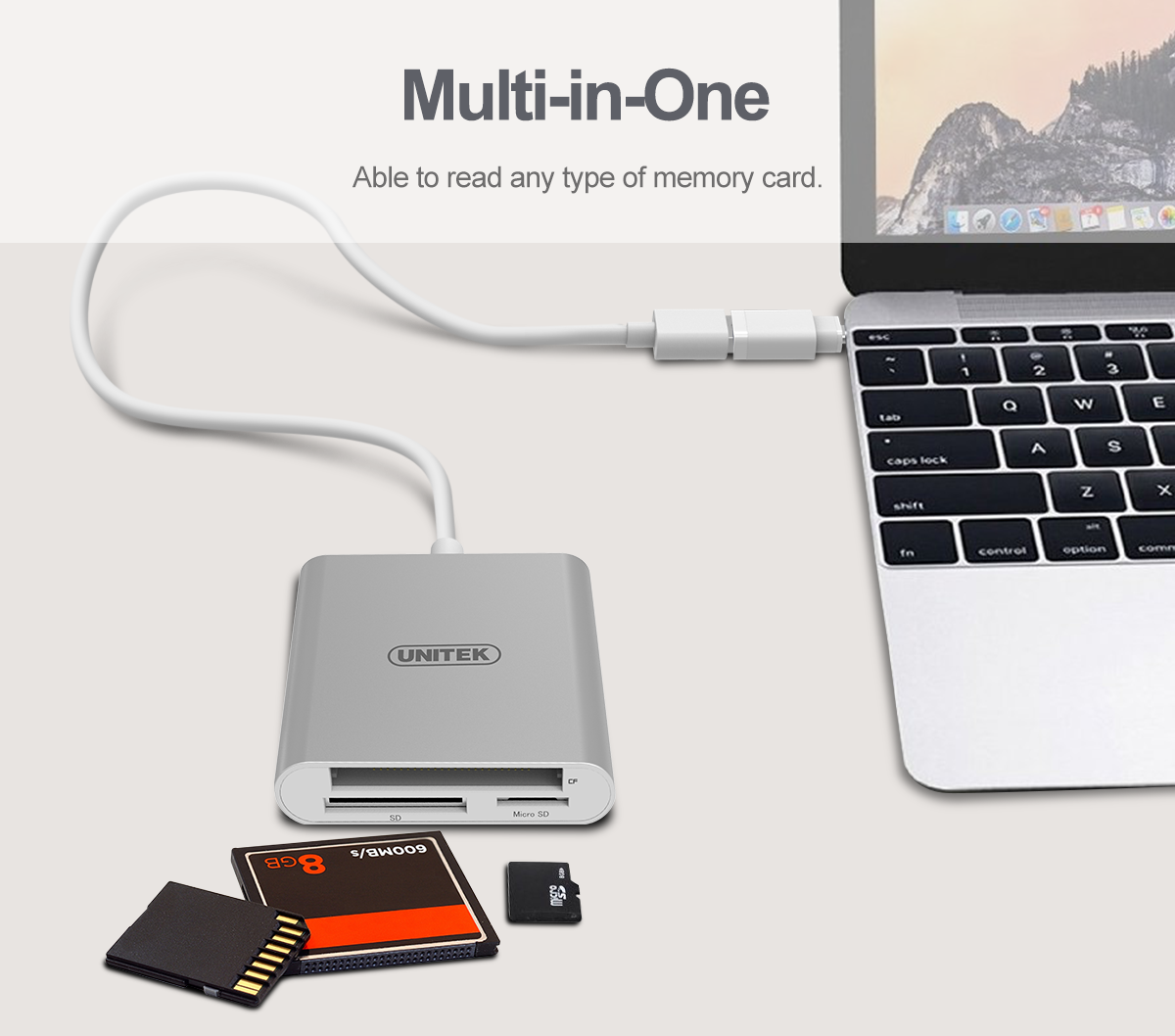 Unitek 3-in-1 Card Reader with USB-C & USB-A Adaptor