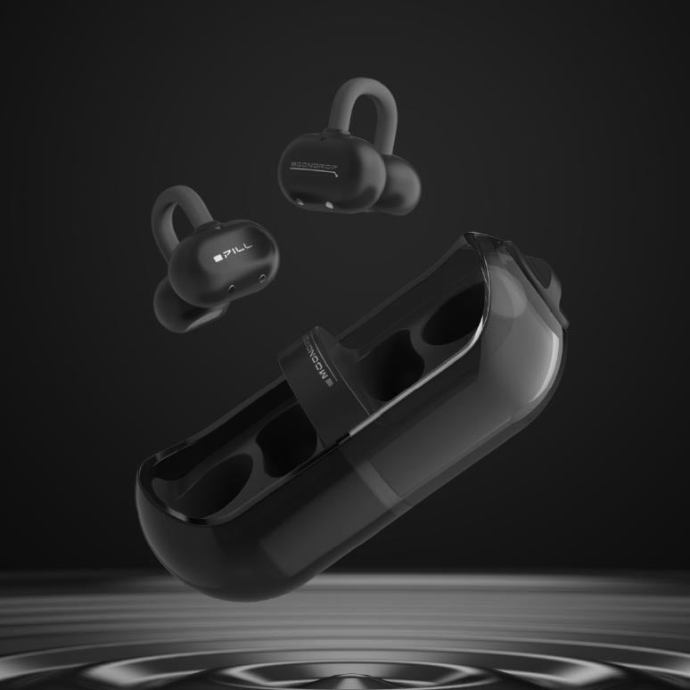 MOONDROP Pill OWS Open-Ear Wireless Earbuds Ear Clip Design with AI ENC & IPX4 Water Resistance (Black)