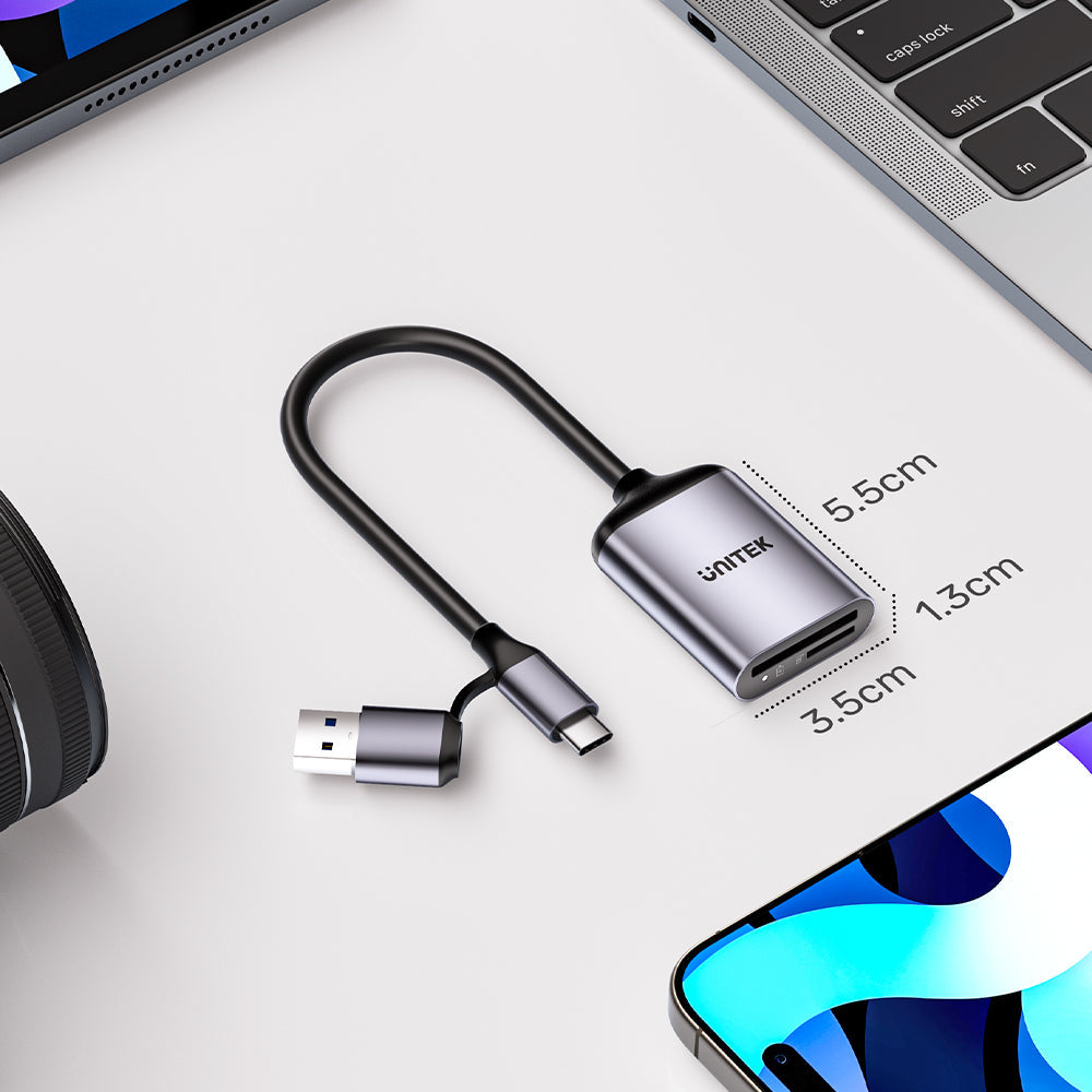 Unitek USB C to SD4.0+ Micro SD4.0 Dual- LUN Card Reader