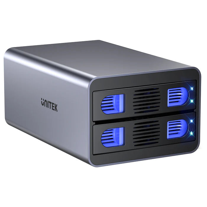 Unitek 2 BAY USB-C RAID External Hard Drive Enclosure Supports 10GB/SATA Max. 40TB Capacity