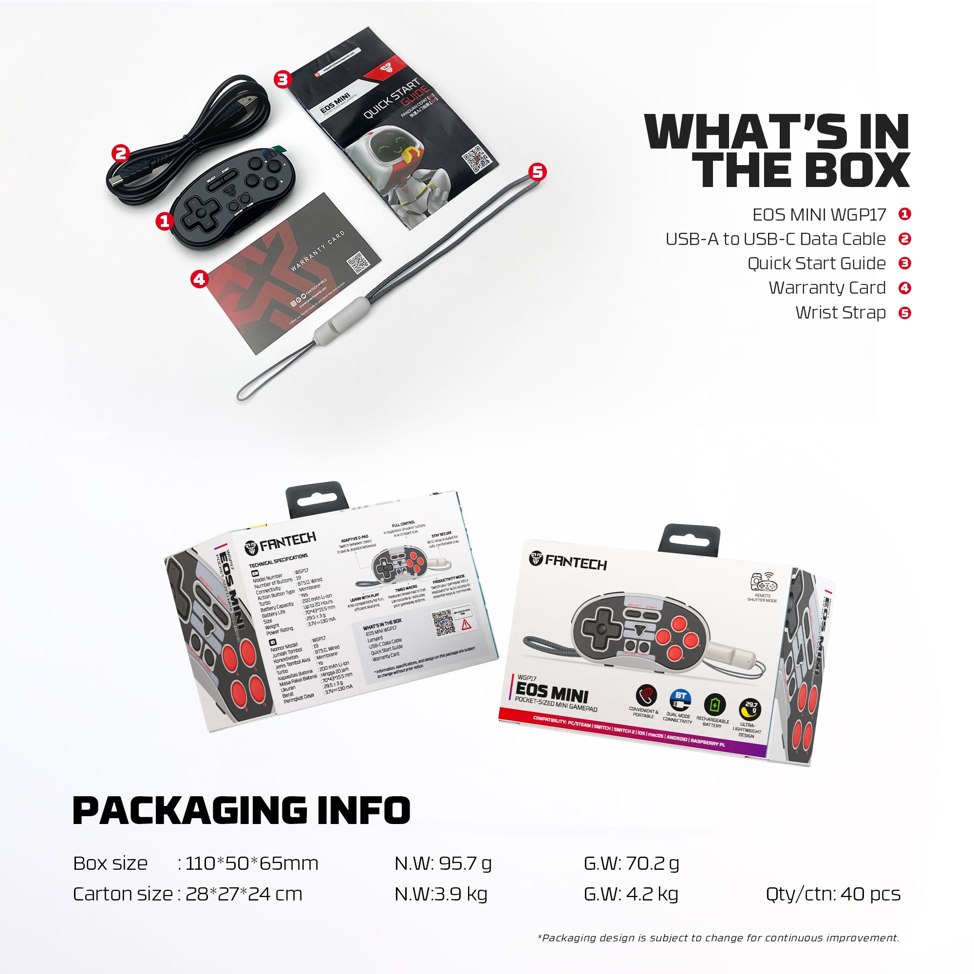 Fantech EOS MINI Bluetooth Pocket-Size Mini Gamepad Controller