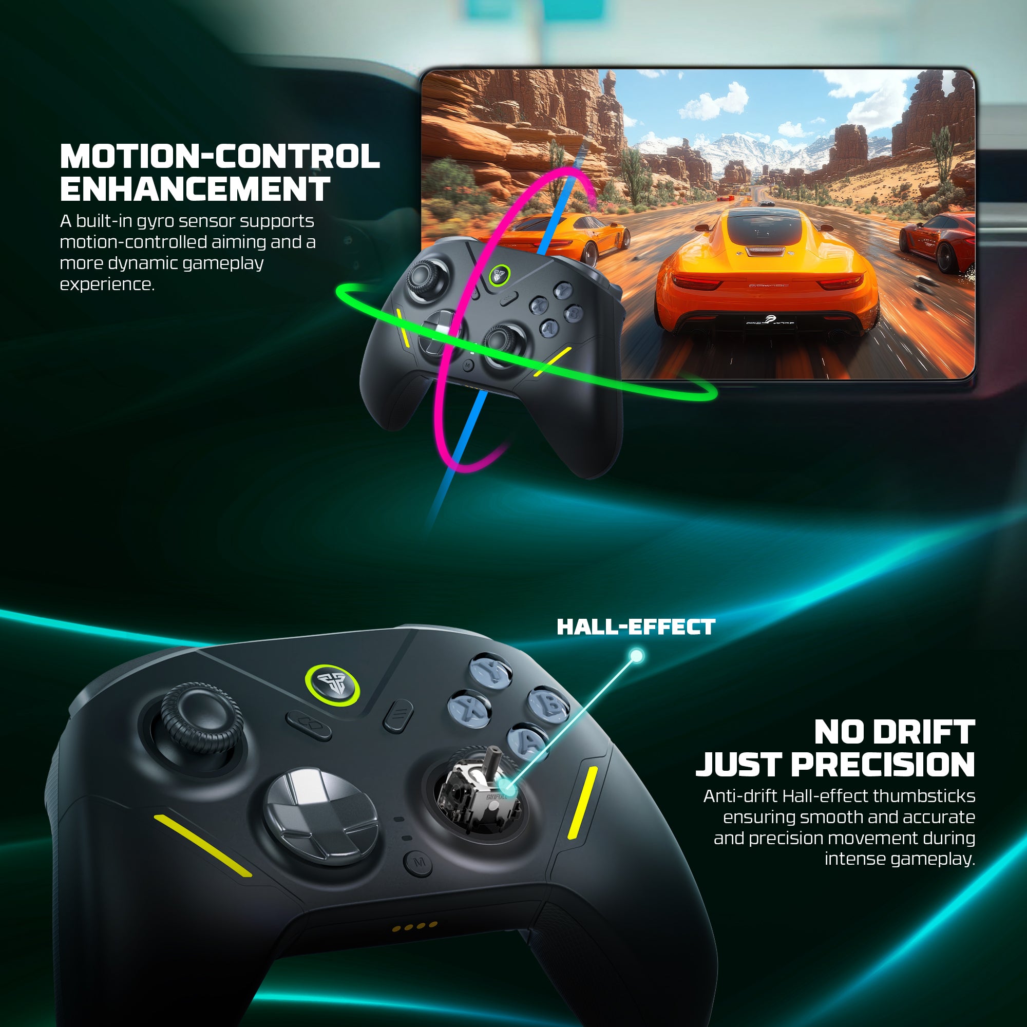 Fantech ZENITH PRO Wireless Gamepad RGB Multi-Platform Hall-Effect Game Controller with Charging Dock