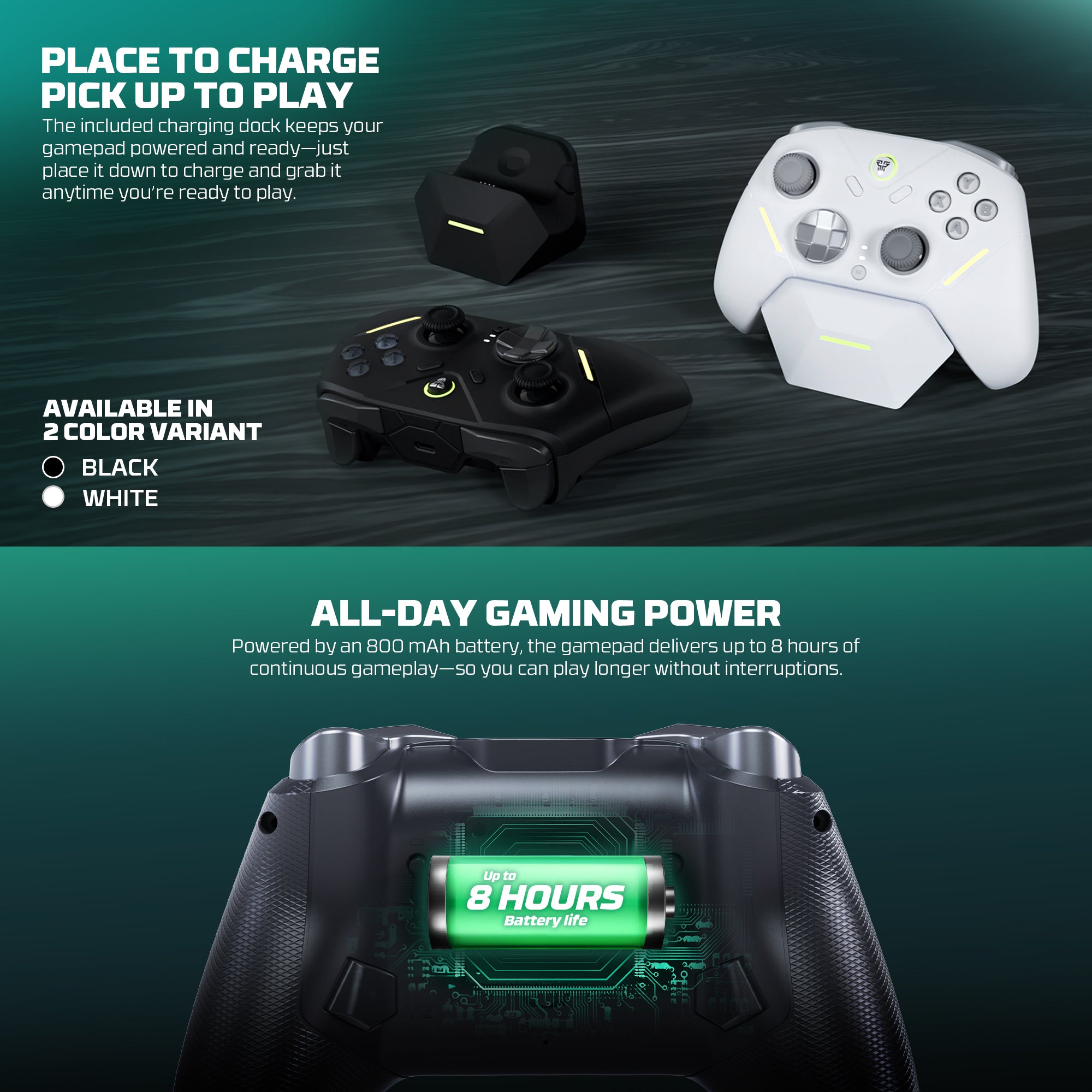 Fantech ZENITH PRO Wireless Gamepad RGB Multi-Platform Hall-Effect Game Controller with Charging Dock