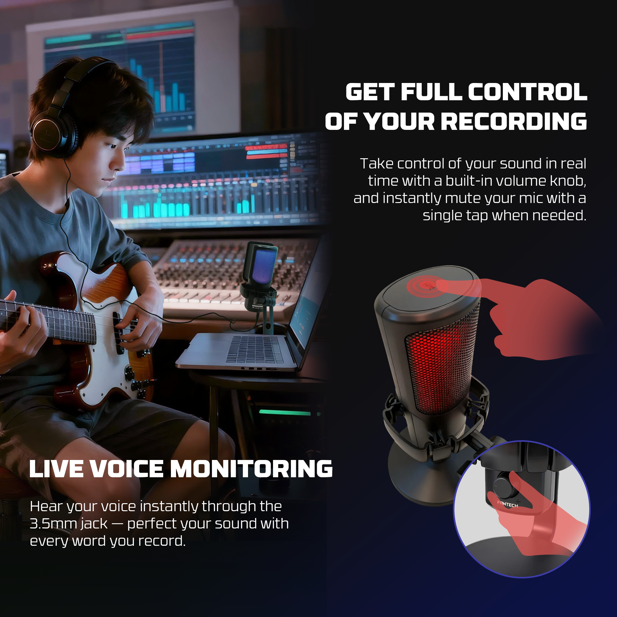 Fantech LEVIOSA WAVE Wireless Condenser Gaming Desktop Microphone