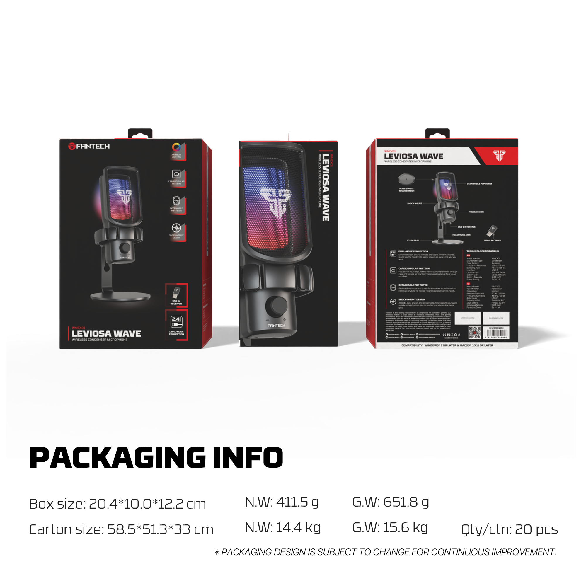 Fantech LEVIOSA WAVE Wireless Condenser Gaming Desktop Microphone