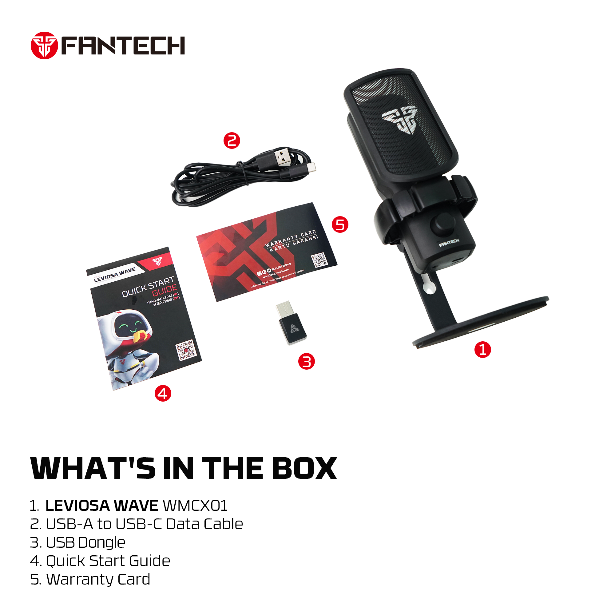 Fantech LEVIOSA WAVE Wireless Condenser Gaming Desktop Microphone