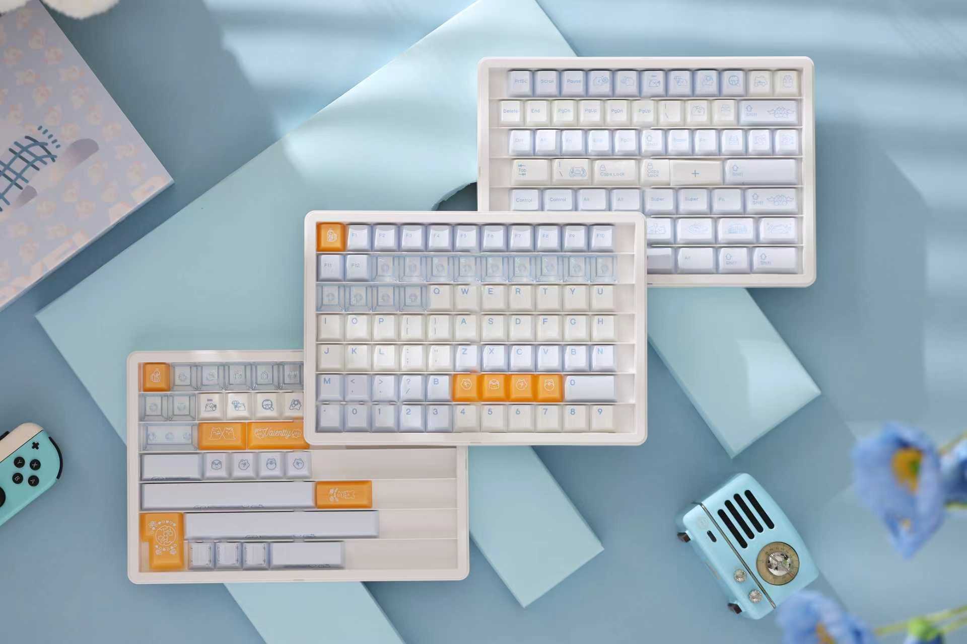 KeyByeLab Valentty Blue Cherry Profile PBT+PC Keycap Set with Transparent Keycap