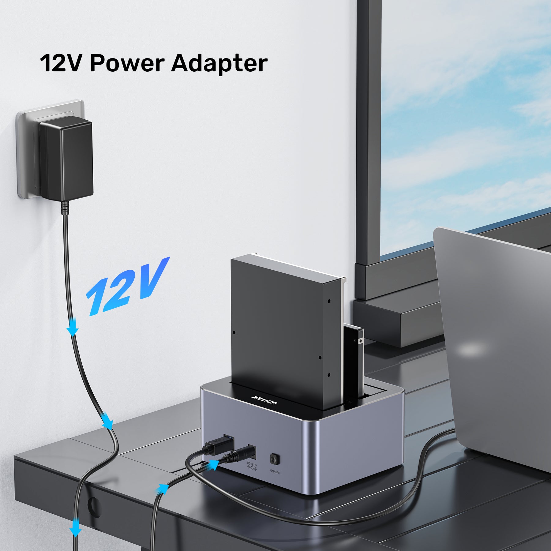 Unitek USB 3.0 to SATA III Dual Bay HDD/ SSD Docking Station with UASP & Offline Clone, Aluminum, 12V3A Power Adaptor