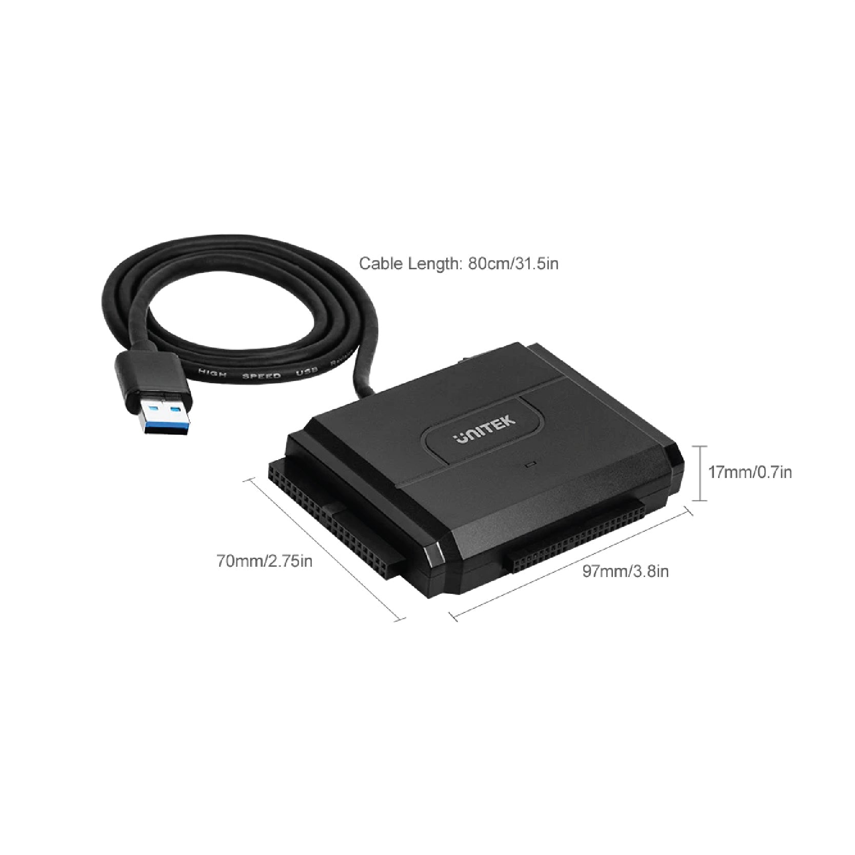 Unitek  3-IN-1 USB 3.0 to 2.5"/3.5"/5.25" HDD/SSD SATA IDE Adapter,  12V2A AU Power Adaptor