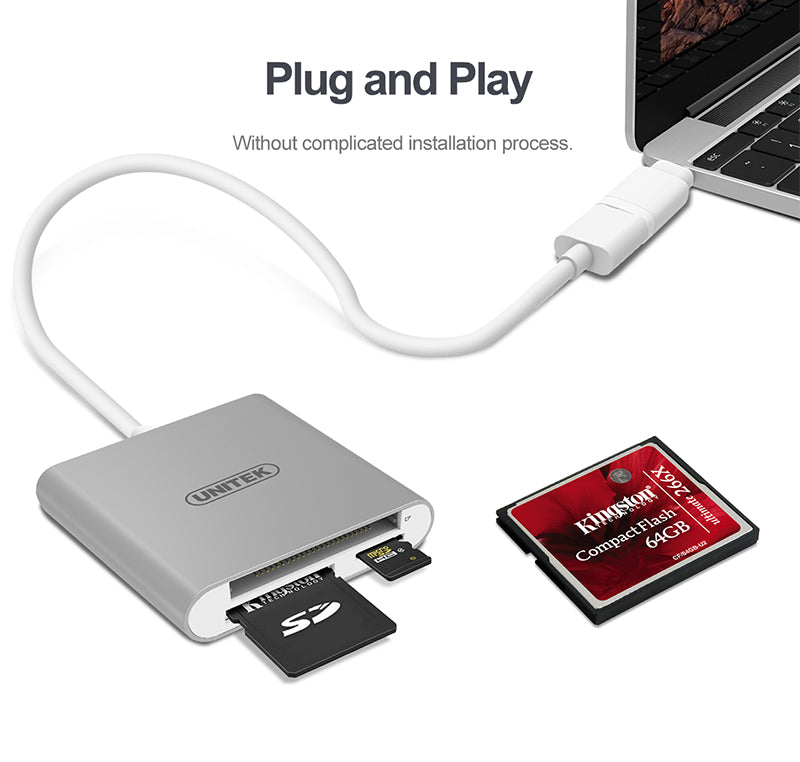 Unitek 3-in-1 Card Reader with USB-C & USB-A Adaptor