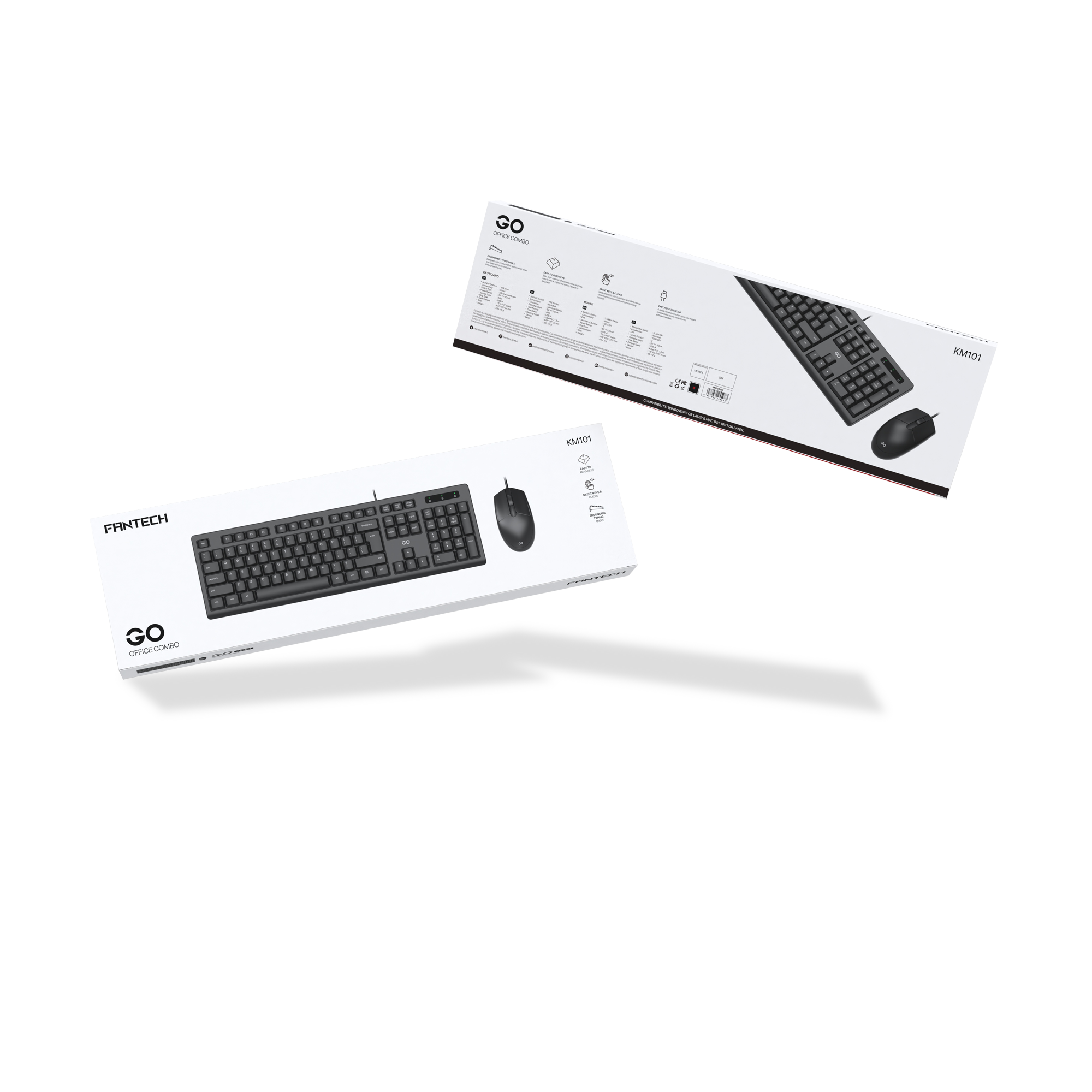 Fantech GO KM101 Full size Office Silent Wired Spill resistant Keyboard and Mouse Combo