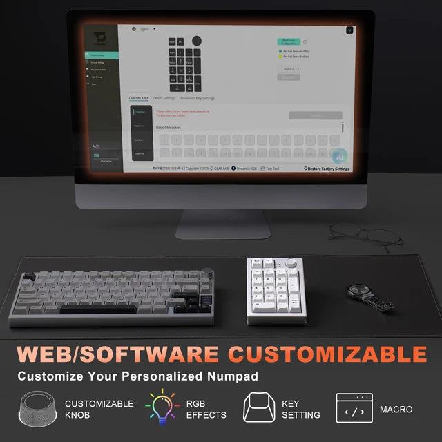 YUNZII AL21 Wireless Aluminum Mechanical Numpad Keyboard with Knob