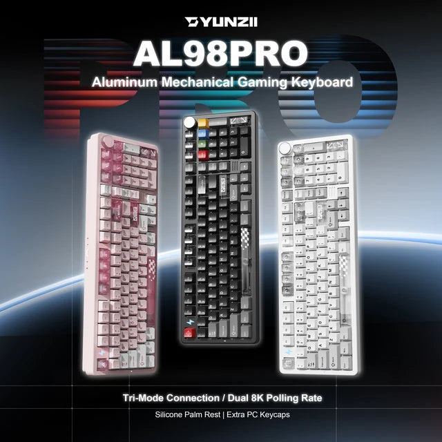 YUNZII AL98 PRO Dual-8K Wireless Aluminum Mechanical Keyboard with Wrist Rest