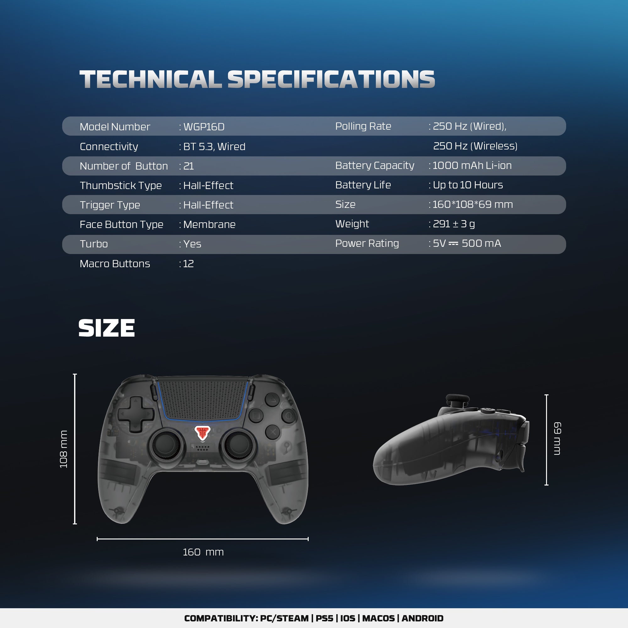 Fantech NOVA II D Wireless PS5/PC Gaming Controller with Touchpad