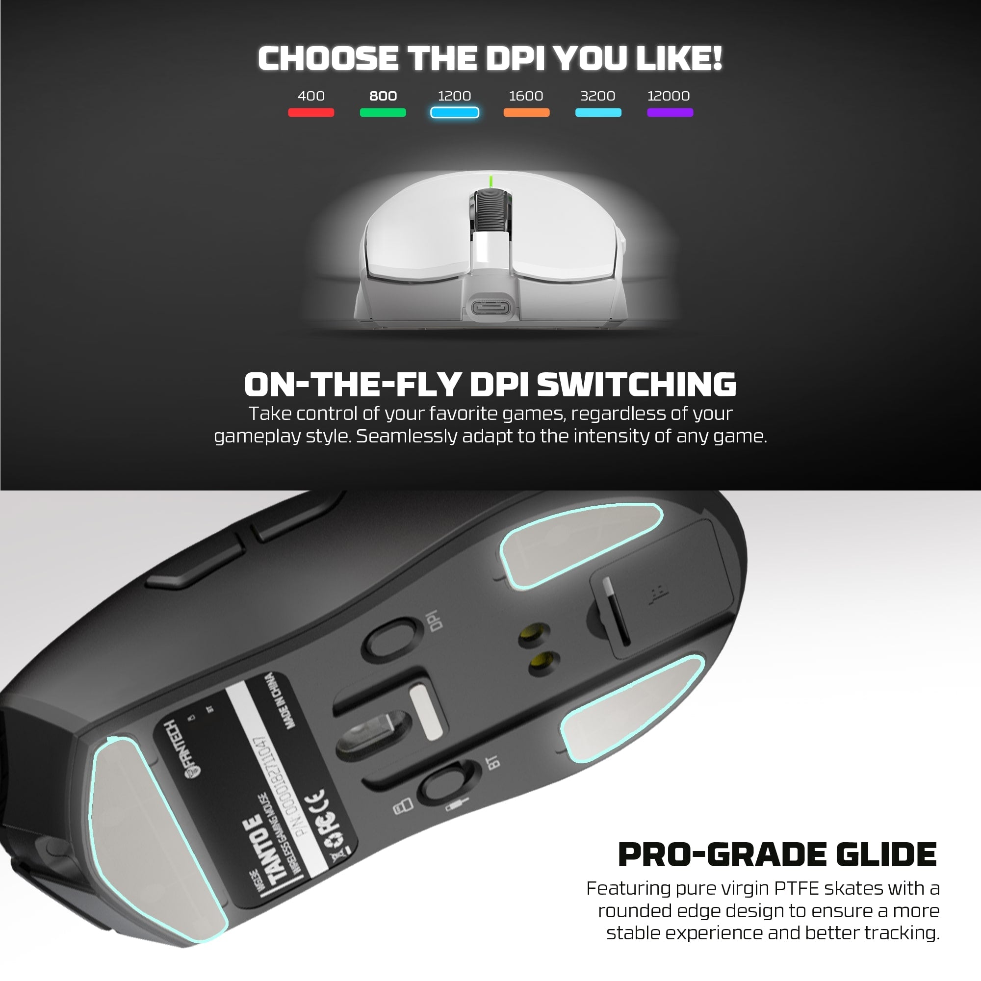 Fantech TANTO E/S Tri-Mode Wireless Gaming Mouse with RGB Charging Dock