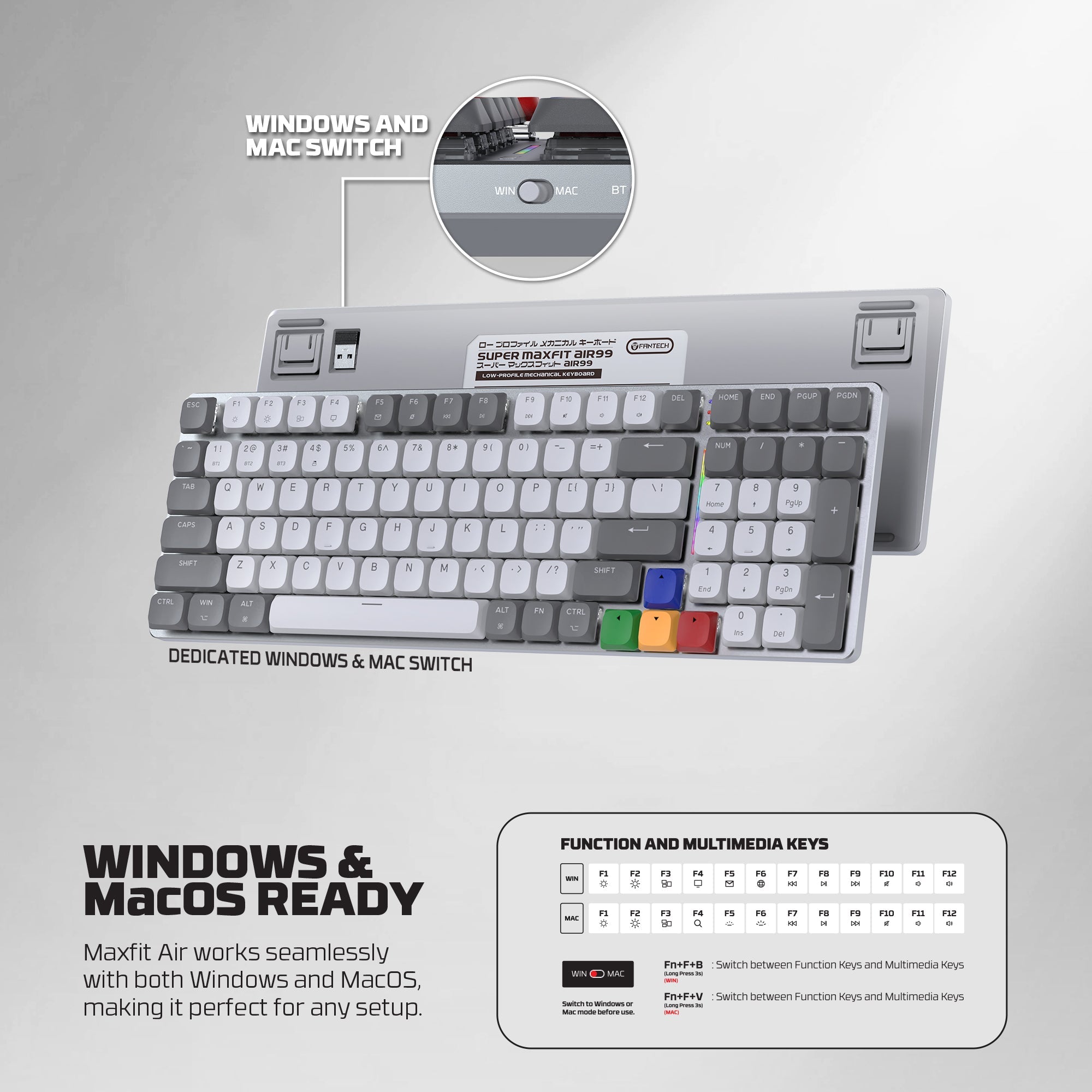 Fantech Low Profile Wireless Mechanical Keyboard (SUPER MAXFIT AIR 83/99)