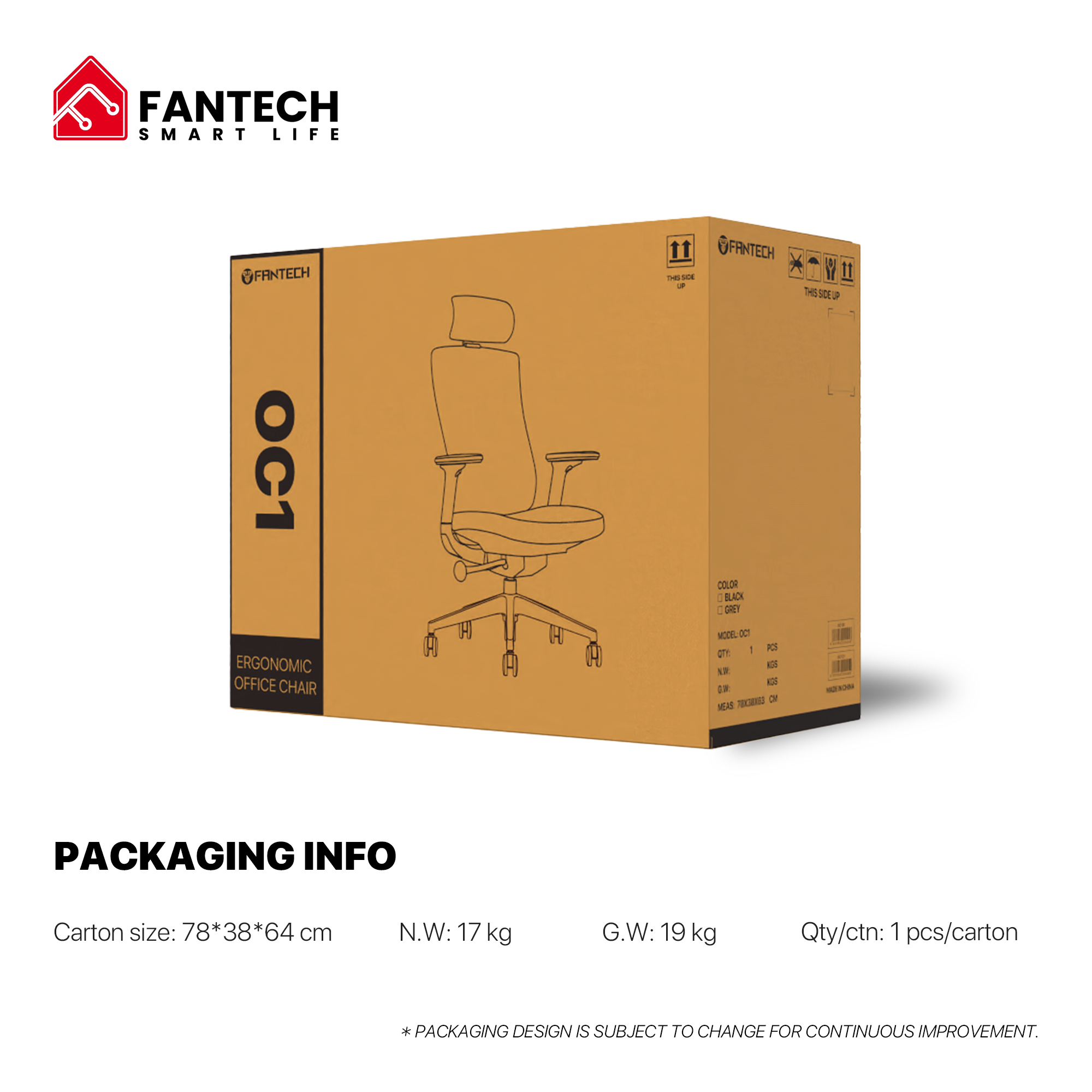 Fantech OC1 Ergonomic Office Chair with Adjustable Lumbar support