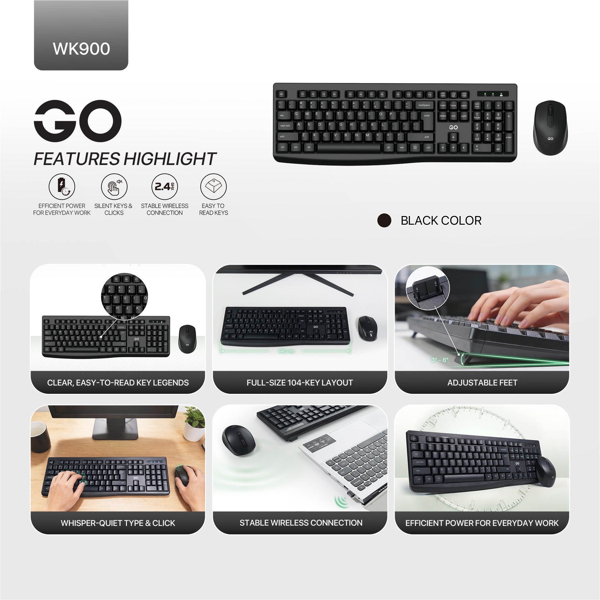 Fantech WK900 Office Silent Wireless Keyboard and Mouse Combo