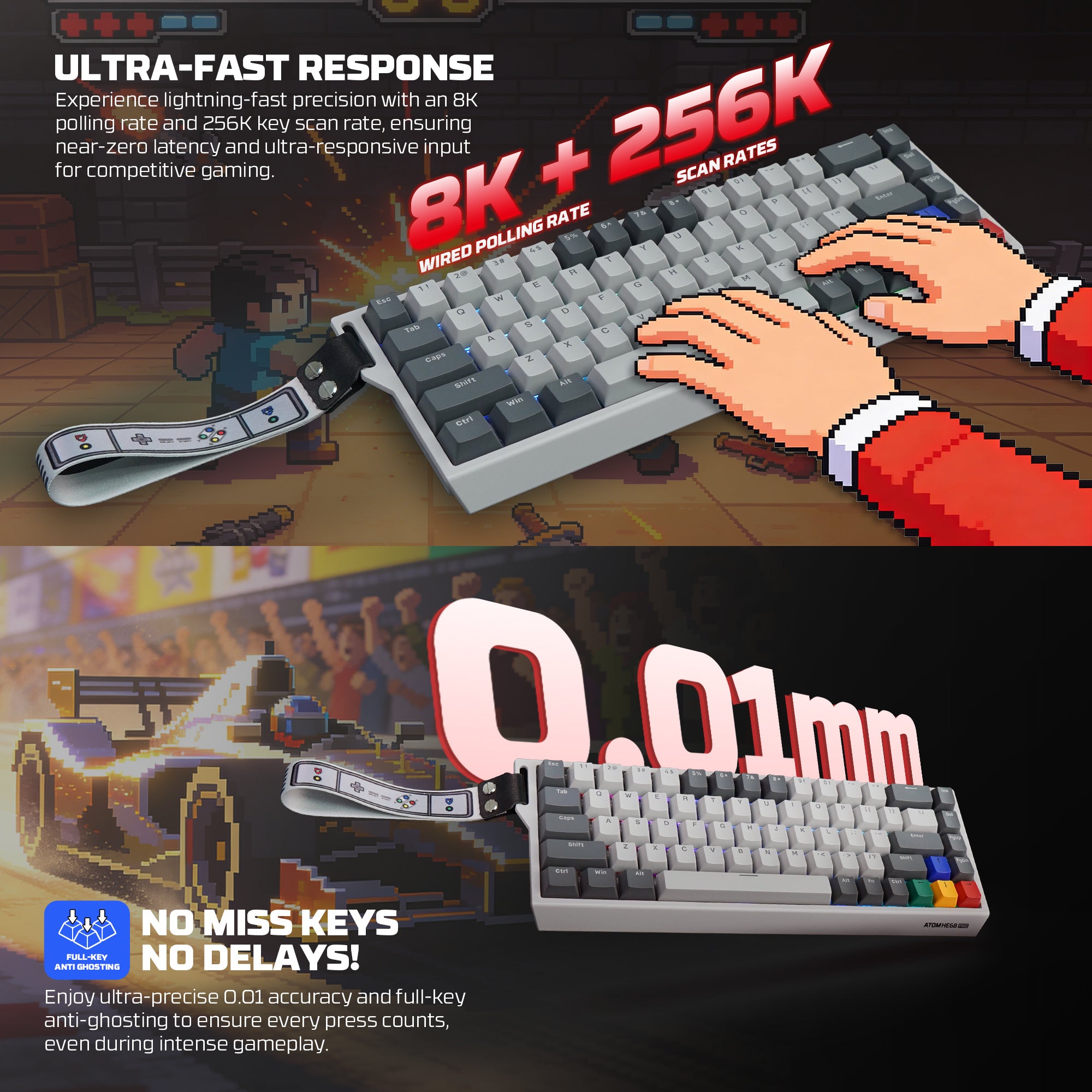 Fantech ATOM HE68 PRO 8K Wireless Magnetic Gaming Keyboard (SUPER MAXFIT)