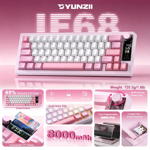 YUNZII IF68 QMK/VIA Wireless Mechanical Keyboard