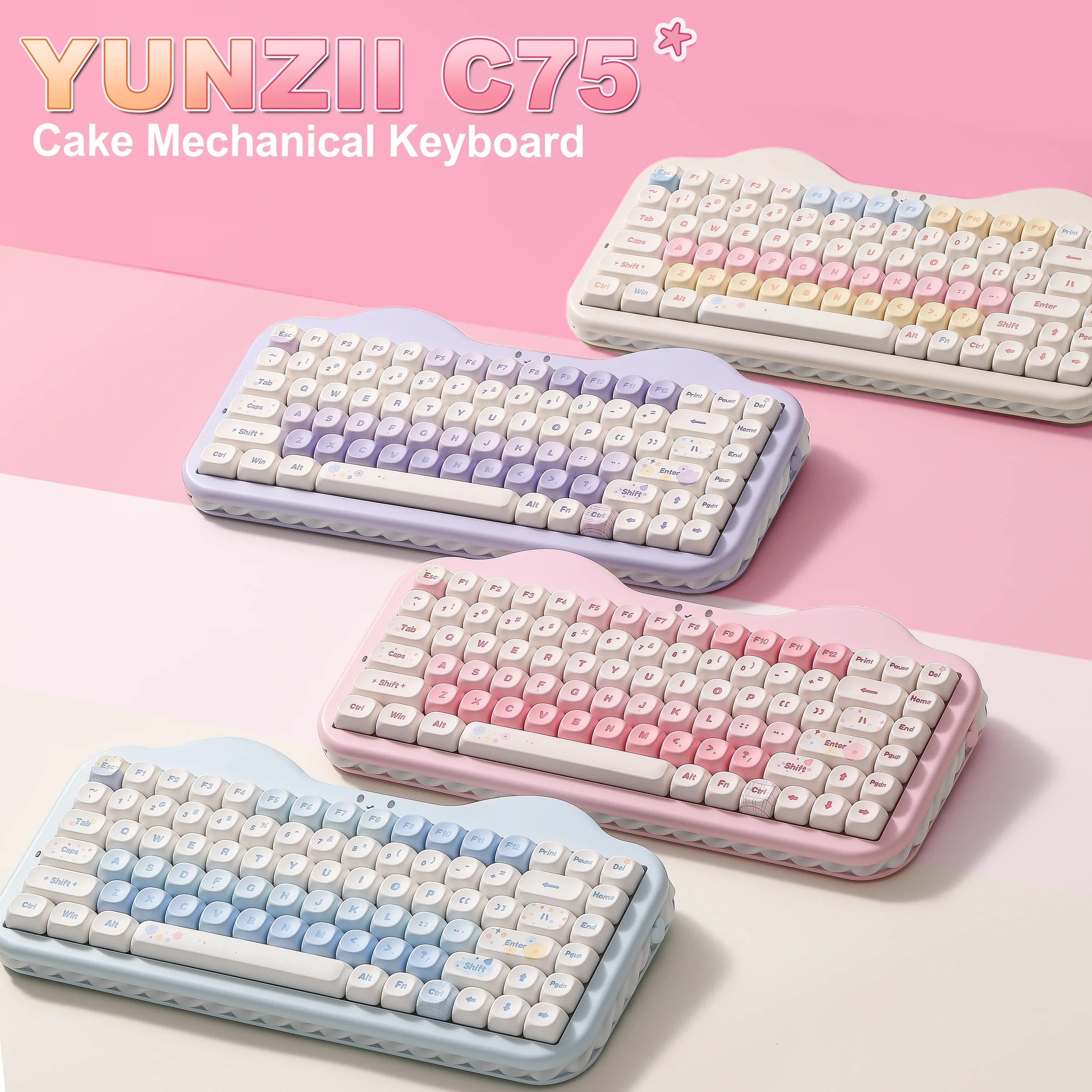 YUNZII C75 Cake Meow Hot-Swap Wireless Mechanical Keyboard