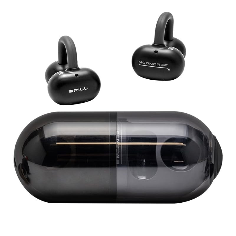 MOONDROP Pill OWS Open-Ear Wireless Earbuds Ear Clip Design with AI ENC & IPX4 Water Resistance (Black)