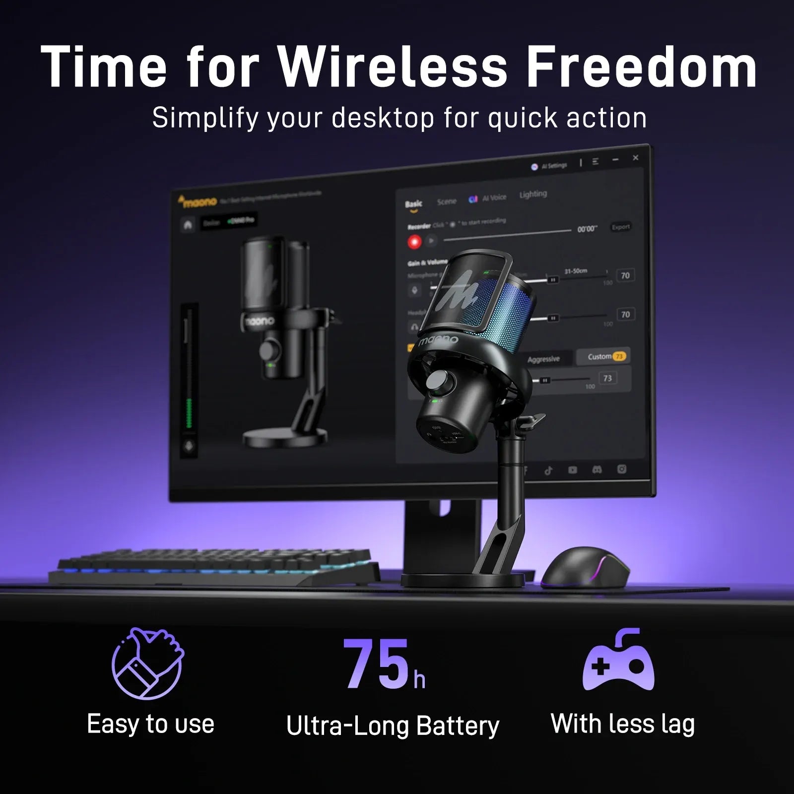 MAONO DM40 Pro USB/Wireless Gaming Desktop Microphone